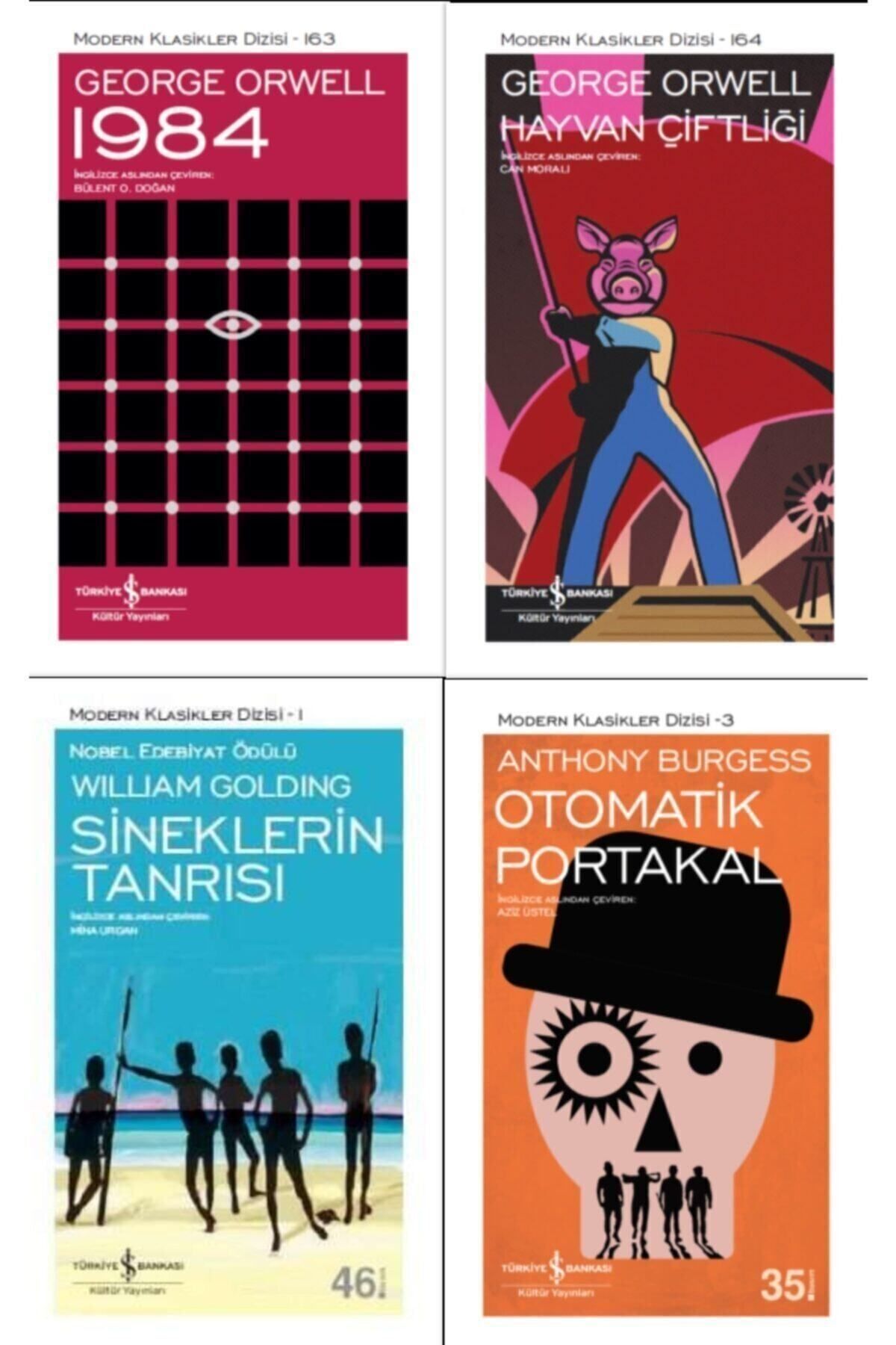 Türkiye İş Bankası Kültür Yayınları En Çok Okunan Kitaplar Set 1 ( 1984 / Hayvan Çiftliği / Otomatik Portakal / Sineklerin Tanrısı )