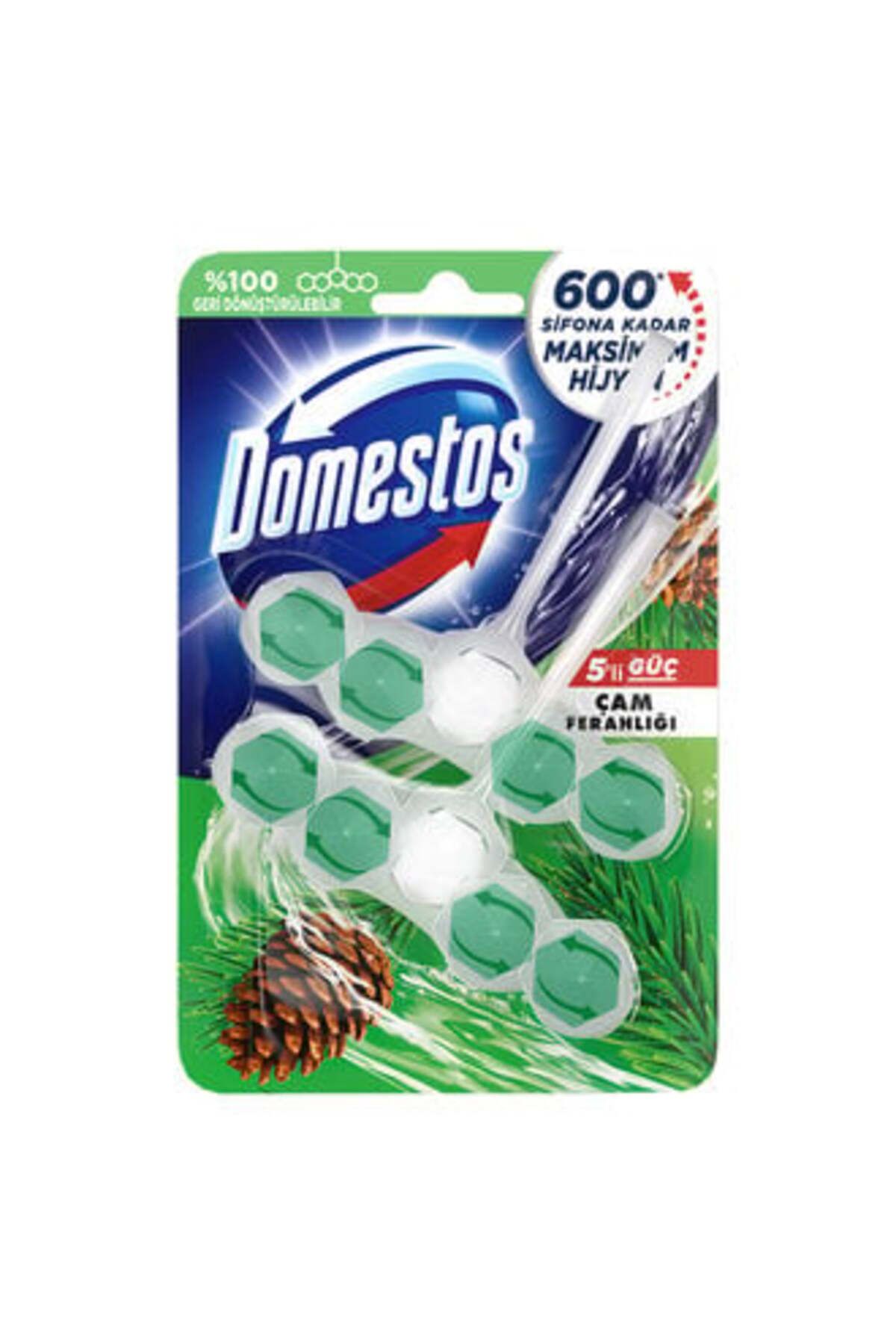 Domestos WC Blok 5'li Güç Tuvalet Bloğu Çam Ferahlığı Maksimum Hijyen 100 G ( 1 ADET )