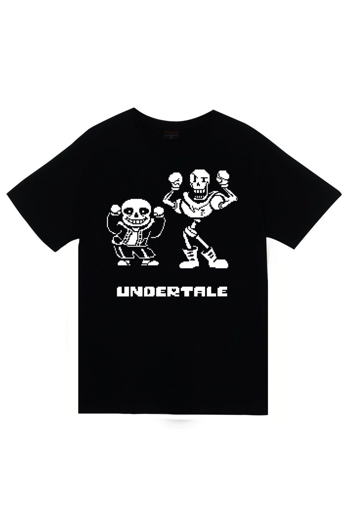 fame-stoned Unisex Siyah Undertale Baskılı T-shirt