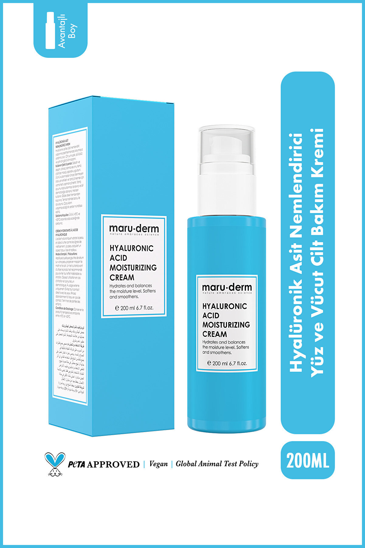 Maru.Derm Hyaluronic Asit Yüz Bakım Kremi 200 ML