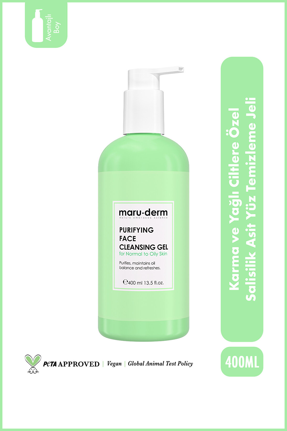 Maru.Derm Karma Yağlı Cilt Temizleme Jeli - 400 ML