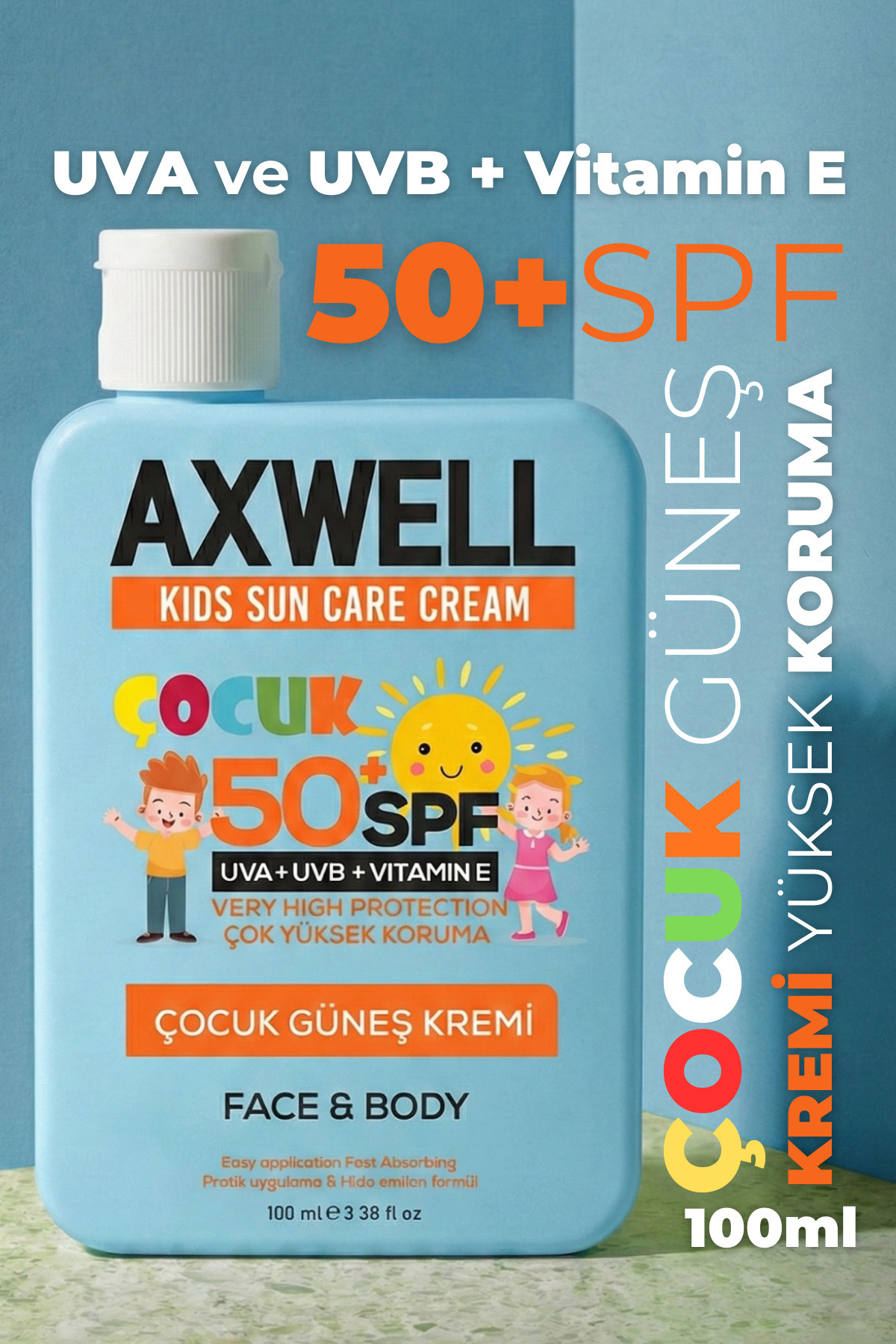 AXWELL Kids Sun Cream Çocuk Güneş Kremi SPF 50 100ml - Çocuk Güneş Koruma
