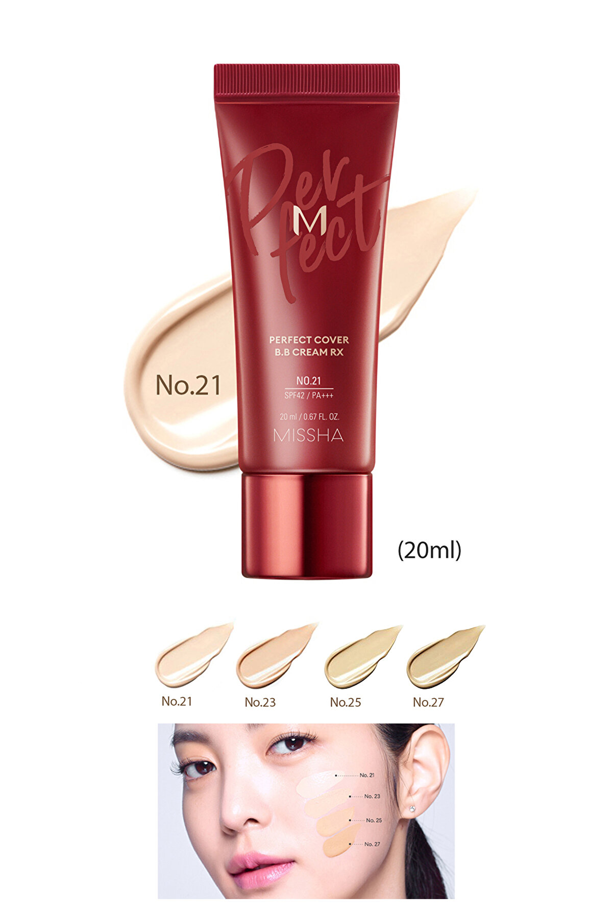 Missha Yüksek Kapatma BB Kremi M Perfect Cover BB Cream RX SPF42+++ (No.21)