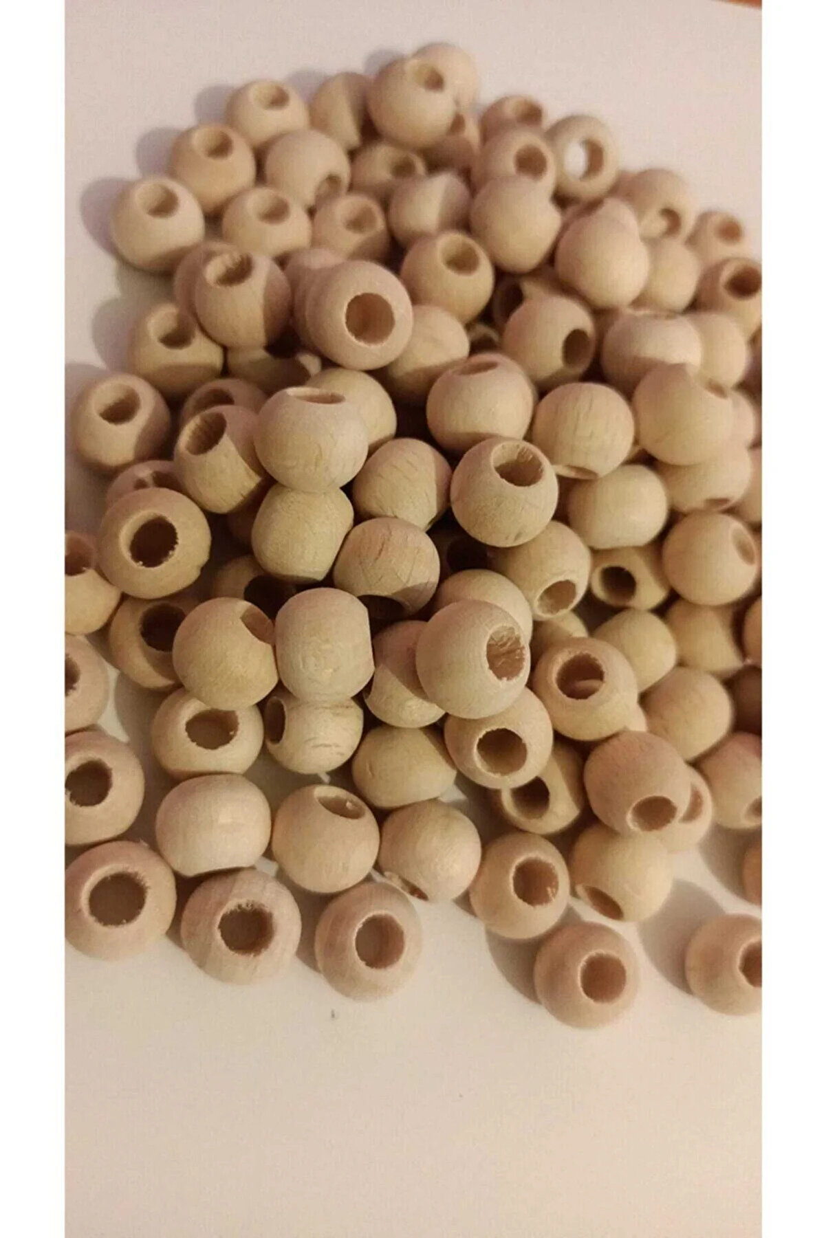 SinAksesuar 10 Mm Ham Ahşap Boncuk 100g 300 Adet - Doğal El Sanatları İçin