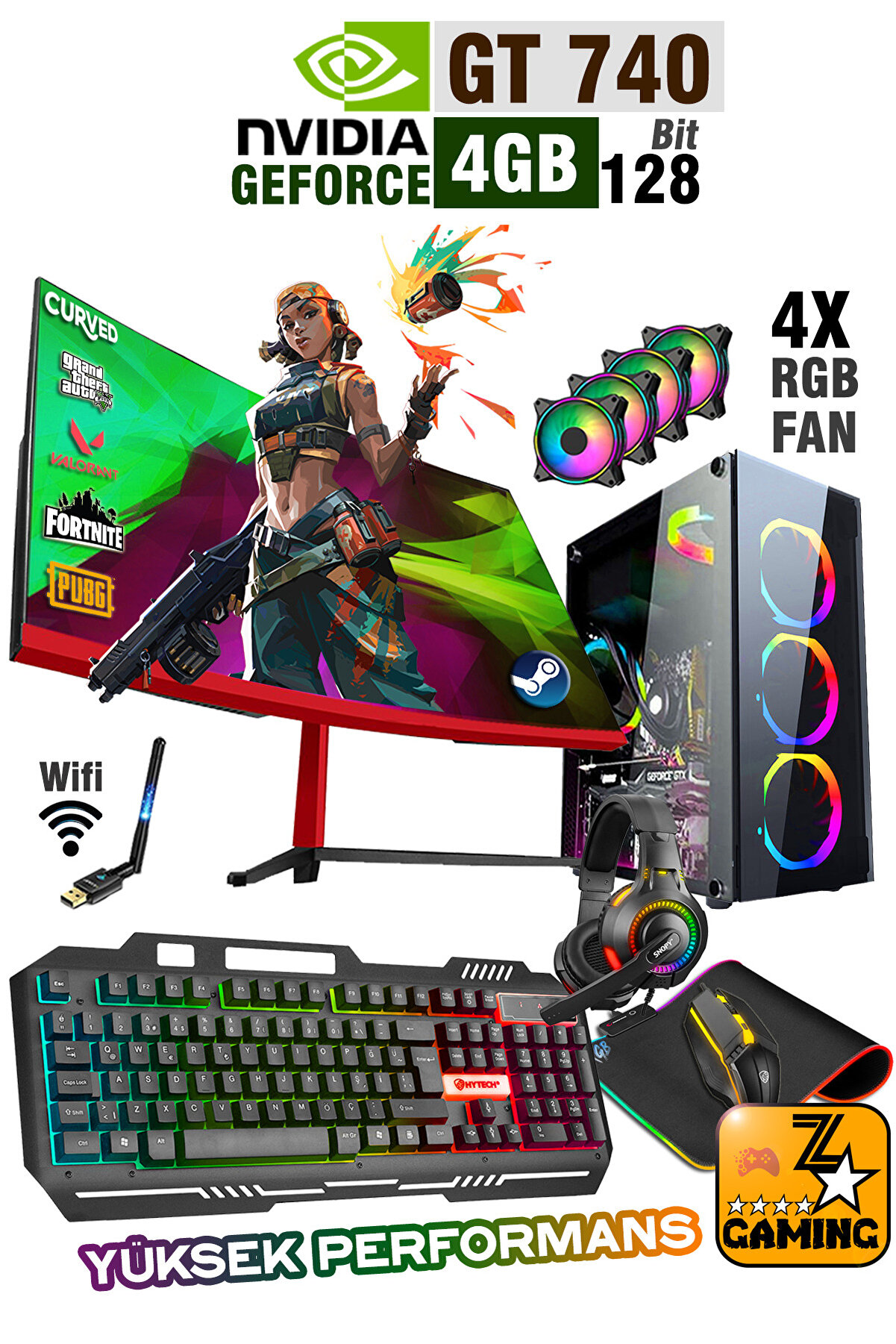 Zeiron Rx44 Oyuncu Masaüstü Bilgisayarı - 23.8" Curved Ekran, i5, 16GB RAM, 256GB SSD