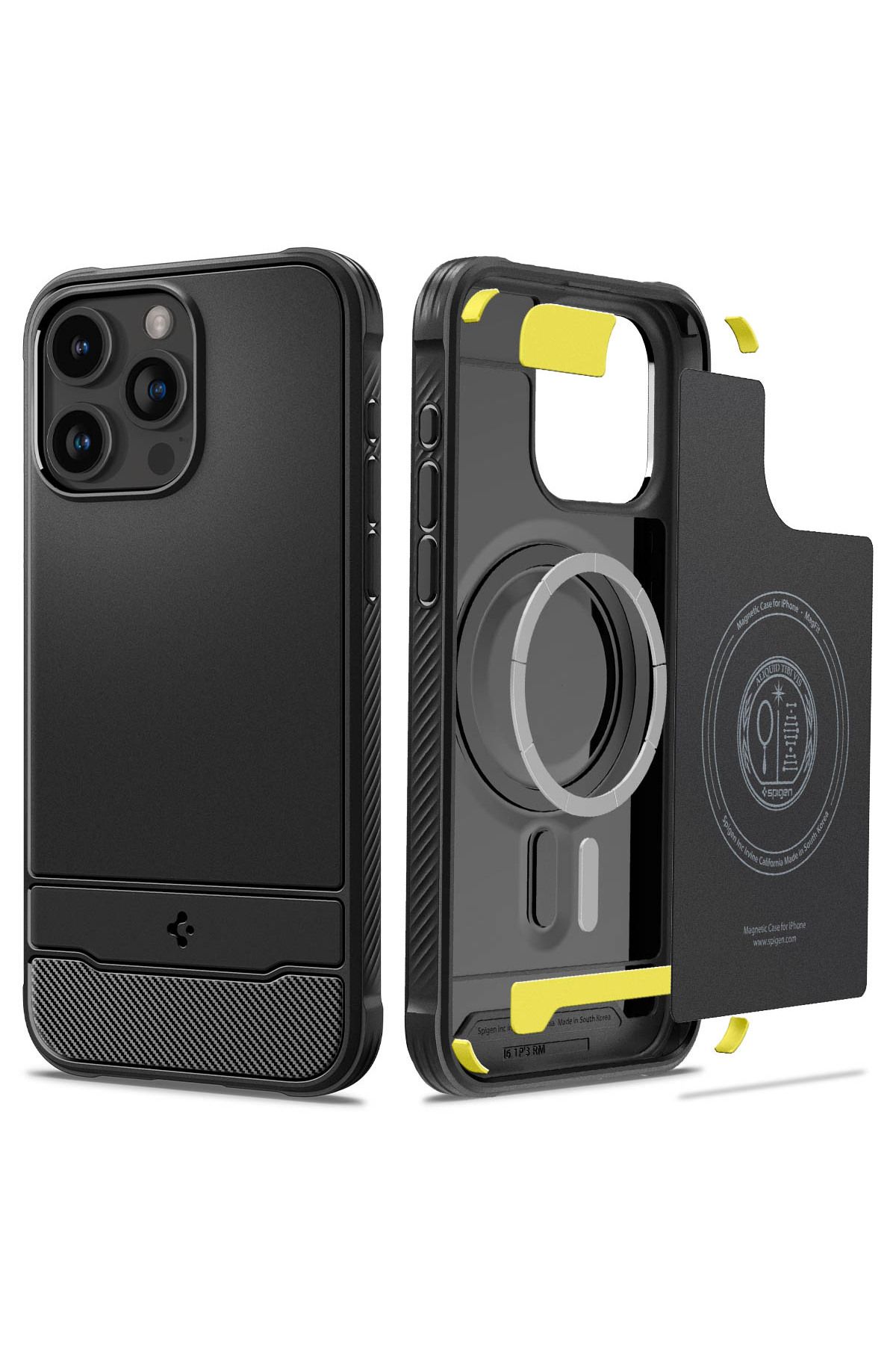 Spigen iPhone 15 Pro Kılıf, Rugged Armor Mag (MagSafe Uyumlu) Matte Black - ACS06703