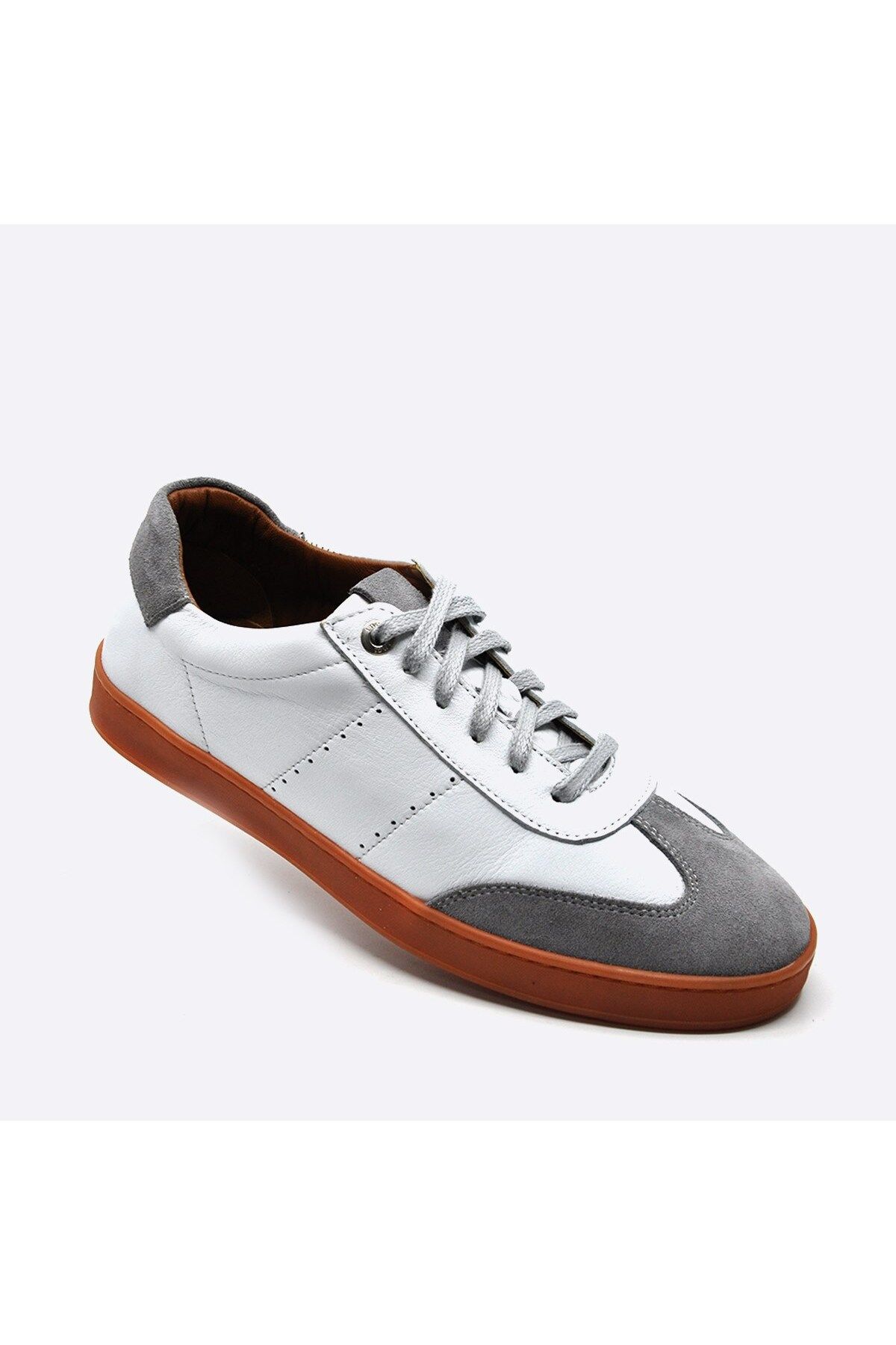 Fosco Hakiki Deri Beyaz Sneaker Spor Erkek Ayakkabı 9881 105