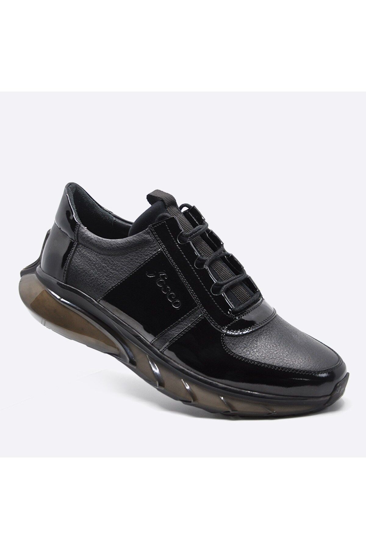 Fosco Hakiki Deri Sneaker Erkek Ayakkabı Siyah 9873 100