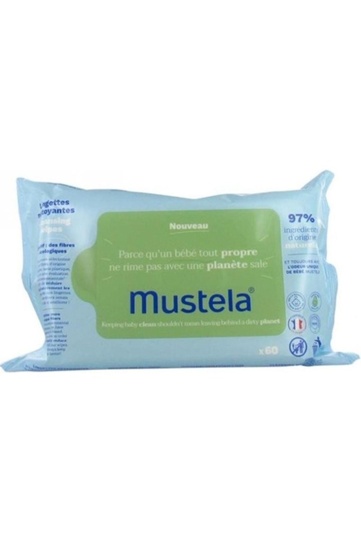 Mustela Organik Pamuklu Islak Mendil 60'lı paket