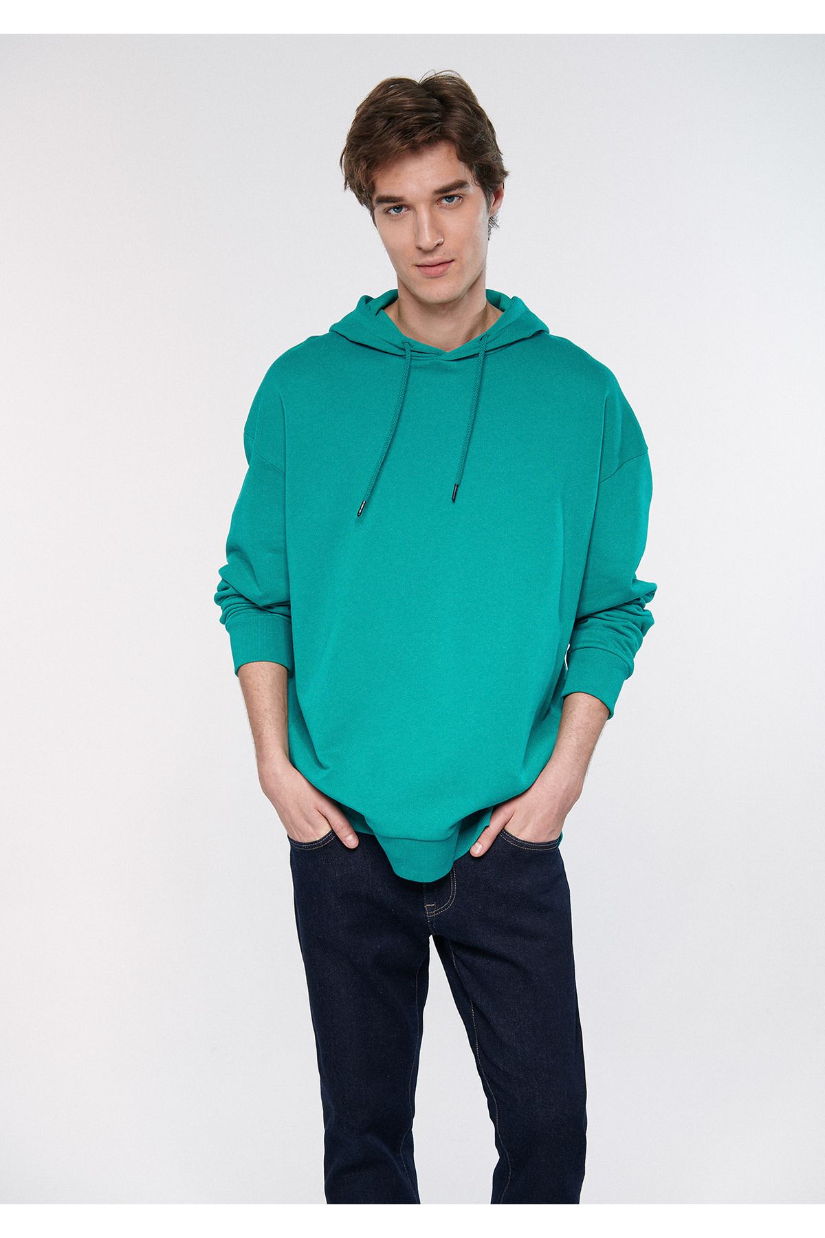 Mavi Kapüşonlu Yeşil Basic Sweatshirt 0610062-71825