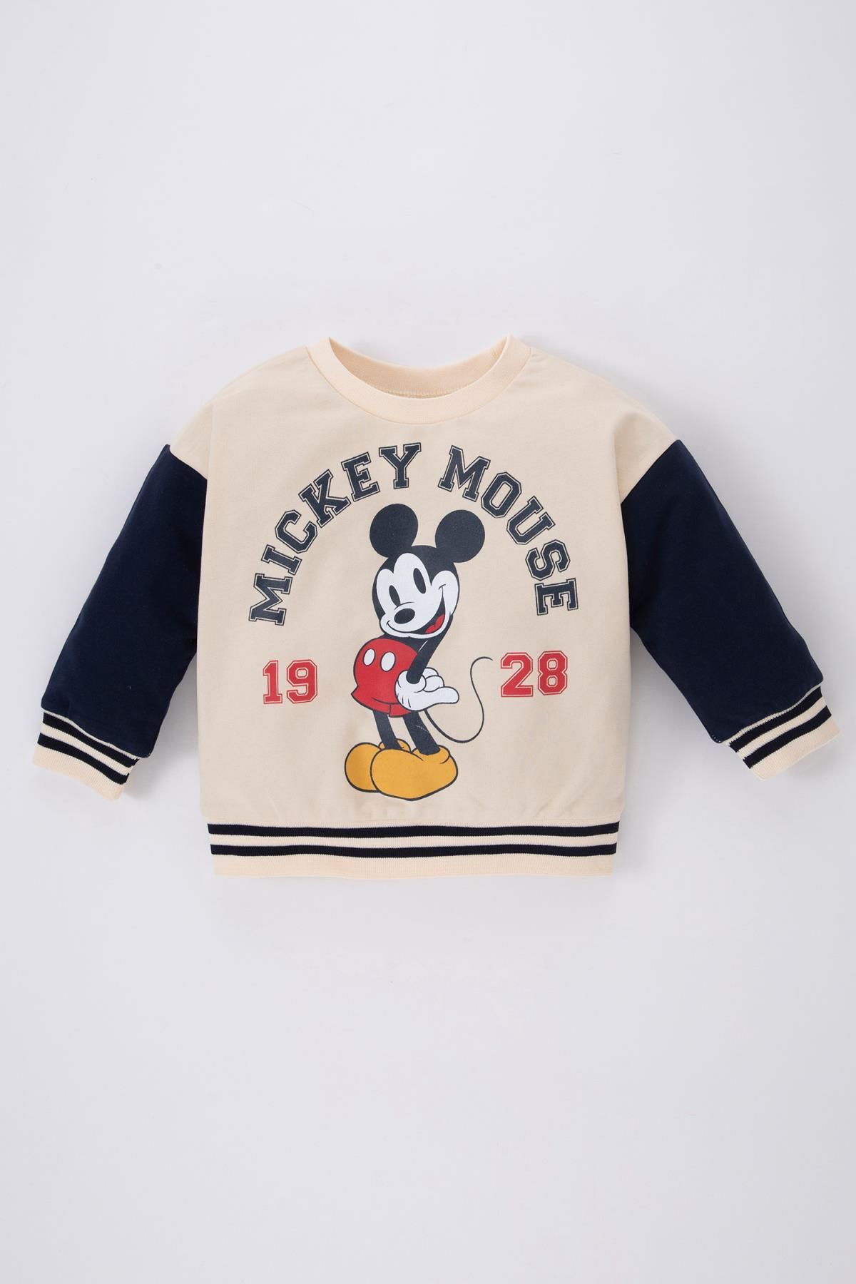Defacto Erkek Bebek Disney Mickey & Minnie Bisiklet Yaka Sweatshirt