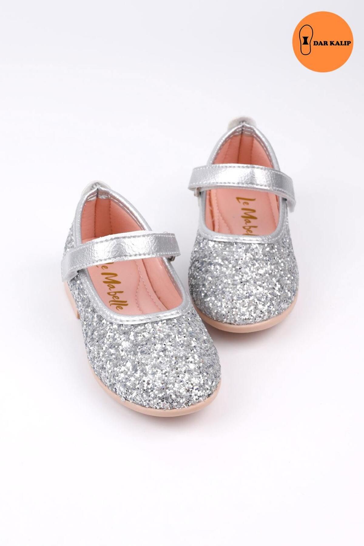 Le Mabelle Gümüş Simli Cırtlı Kız Çocuk Ayakkabı