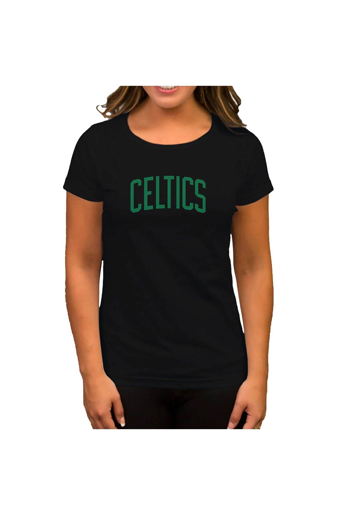 Tomris Hatun Boston Celtics Yazı Siyah Kadın Tişört XS Beden