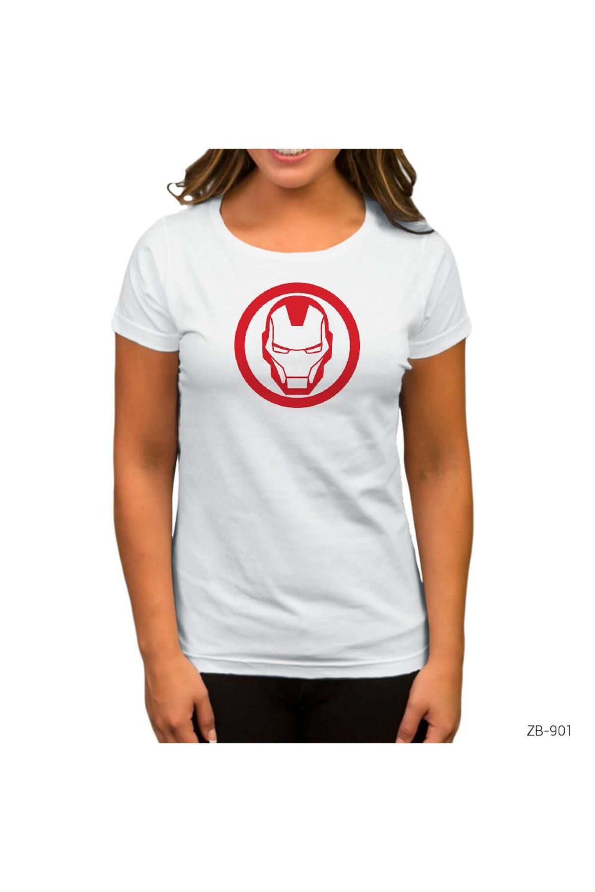 Genel Markalar Iron Man Invincible Logo Beyaz Kadın Tişört L Beden