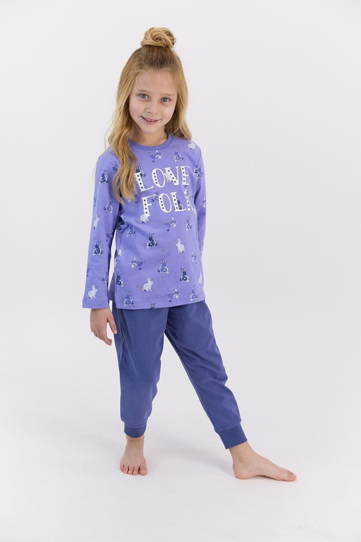 Rolypoly Rolypoly Love Folk Indigo Kız Çocuk Pijama Takımı