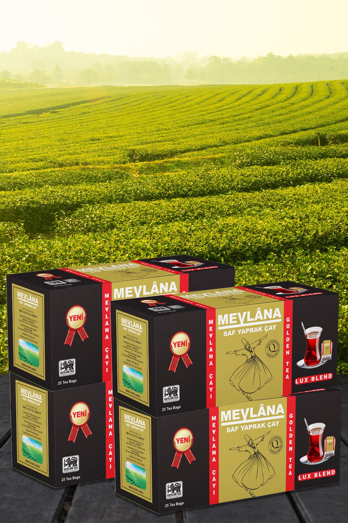Mevlana Çay 4 X 25'li - %100 Ceylon Sri Lanka Sallama Mevlana Tea Group Bardak Poşet Siyah Saf Yaprak Çay