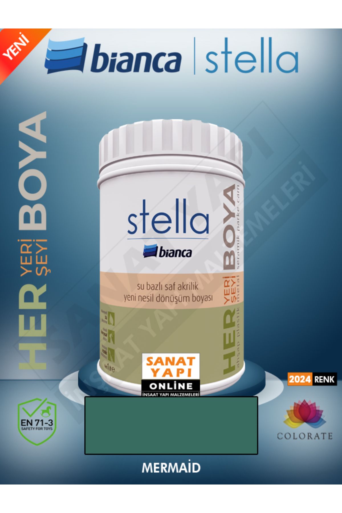 Bianca Stella 2024 Renk Yeni Su Bazlı Boyalar 1lt
