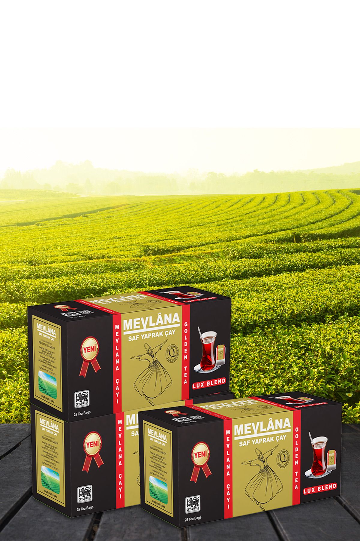 Mevlana Çay 3 X 25'li - %100 Ceylon Sri Lanka Sallama Mevlana Tea Group Bardak Poşet Siyah Saf Yaprak Çay