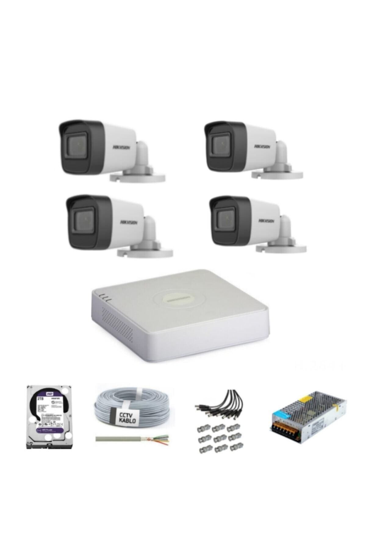 Hikvision Haıkon 4 Kameralı Güvenlik Kamera Hazır Set- 4 Kamera Kayıt Sistemi 250