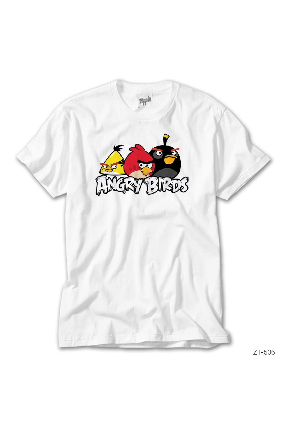 Tomris Hatun Angry Birds Şaşkın Beyaz Tişört 4XL