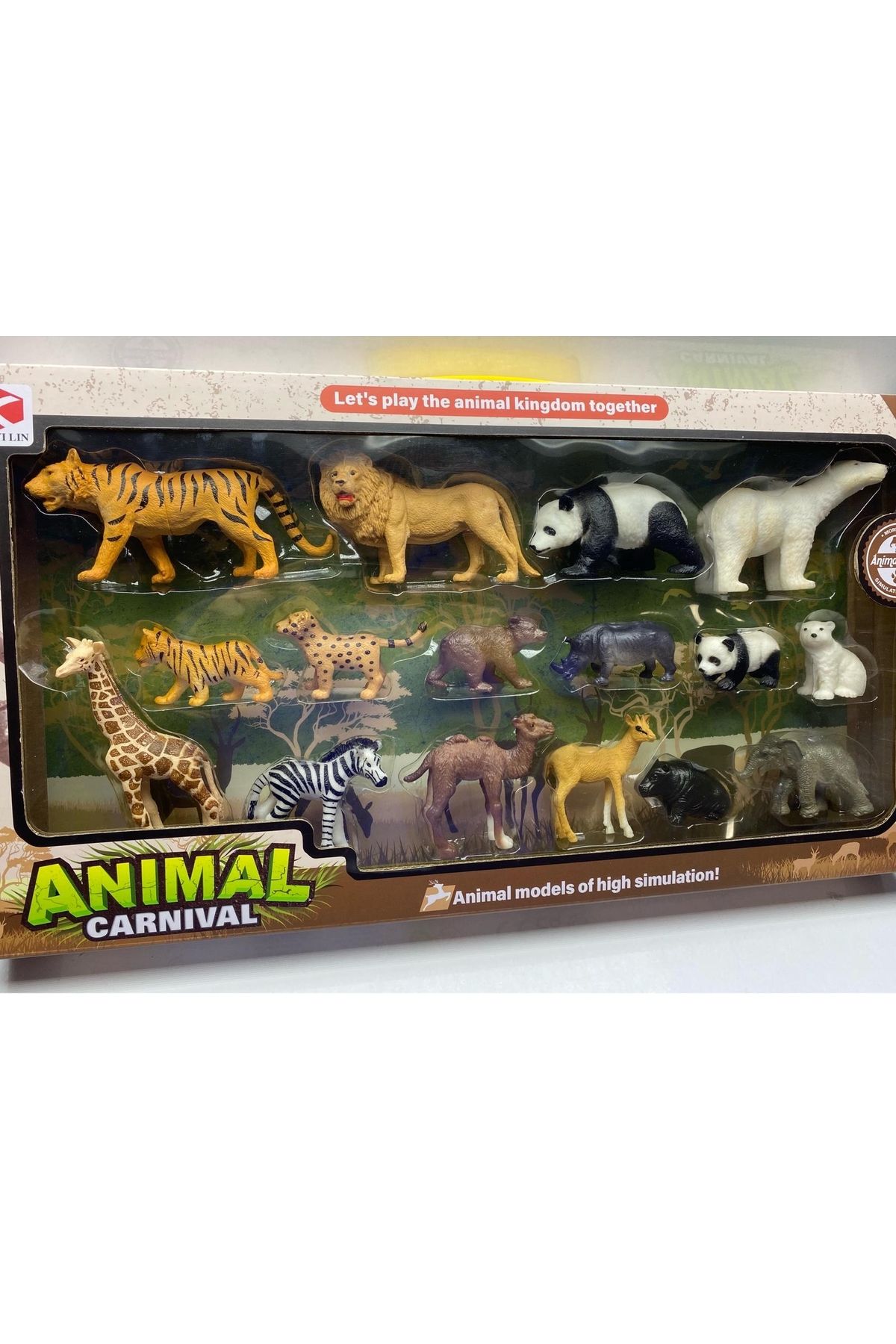 afreyz oyuncak Oyuncak Vahşi Hayvan Set Kutulu Aslan Kaplan Panda Zürafa Deve Fil Bozayı Zebra 16’Lı Kutulu Hayvan