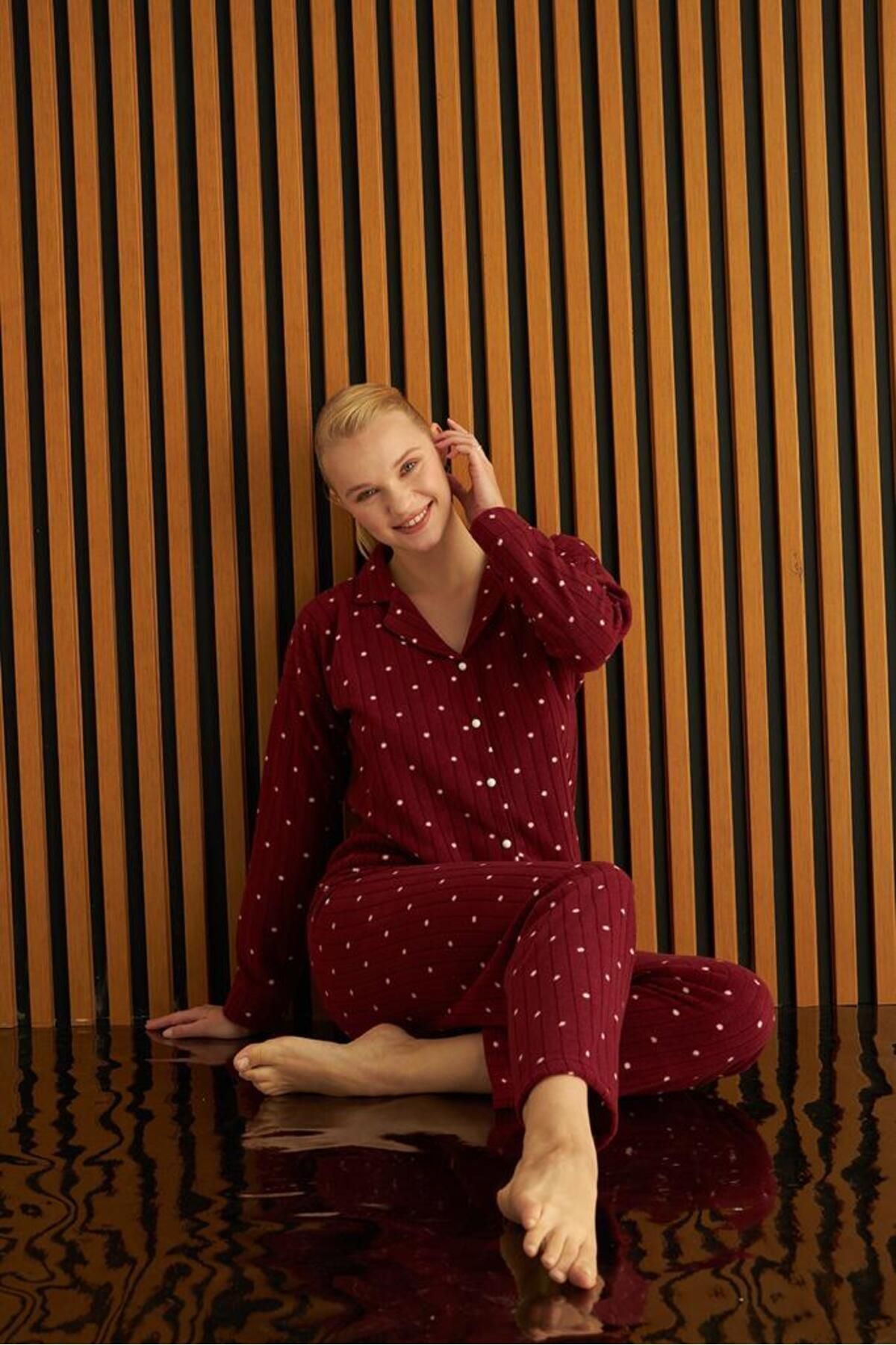 Pijamoni Kadın Yumuşak Welsoft Pijama Takım 5615-7