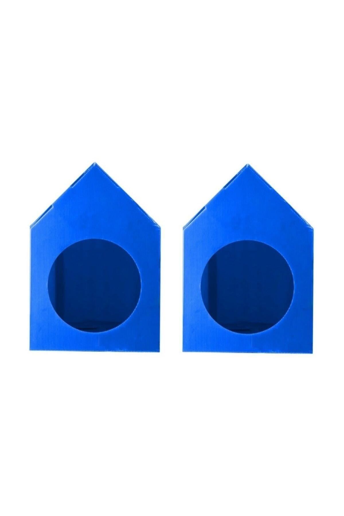 Mascot Su Geçirmez Mavi Renk  Demonte Plastik Kedi Evi - 2 Adet