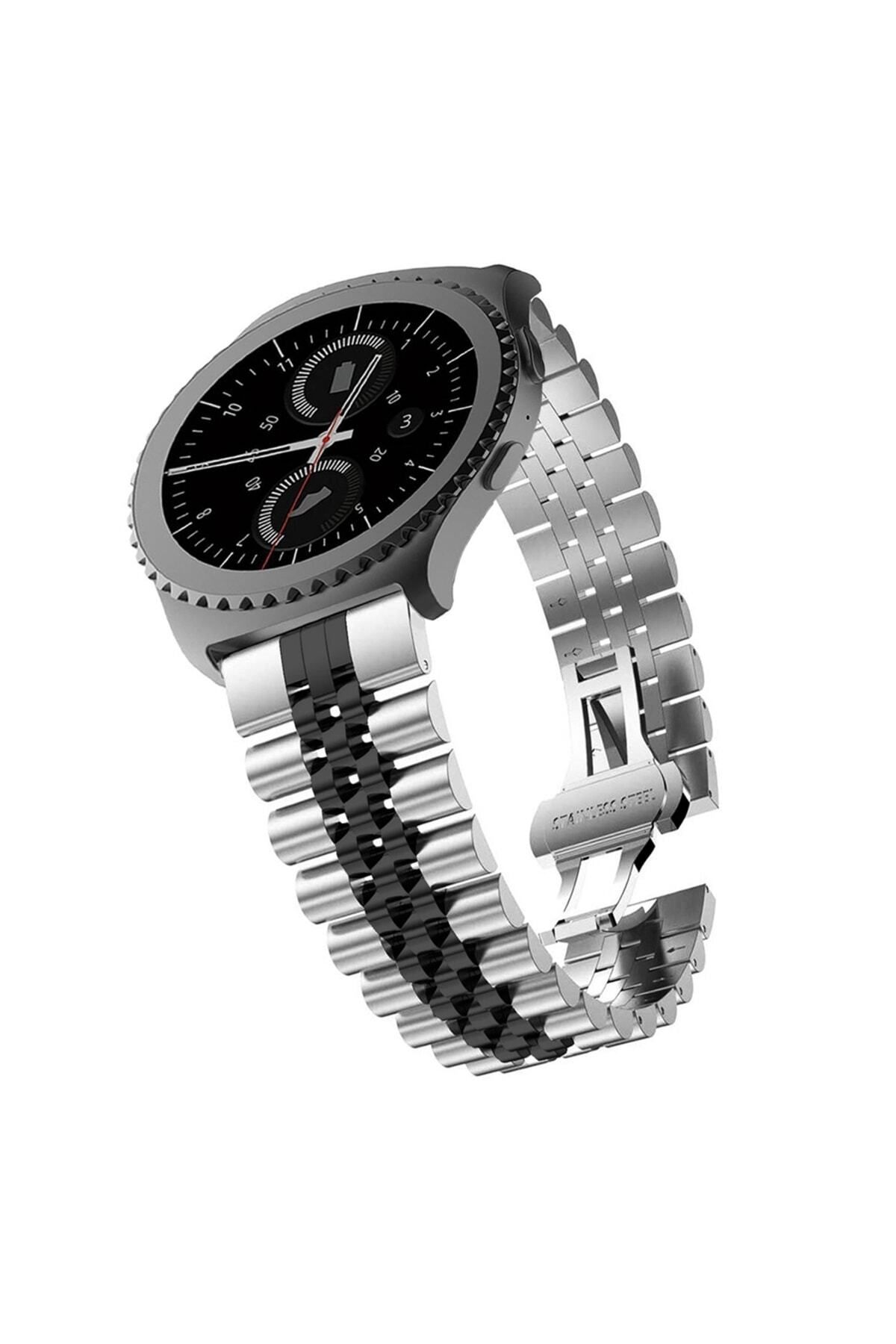 Genel Markalar For Samsung Galaxy Watch 3 41mm 20mm Metal Paslanmaz Çelik Kordon Baklalı Klipsli Kayış