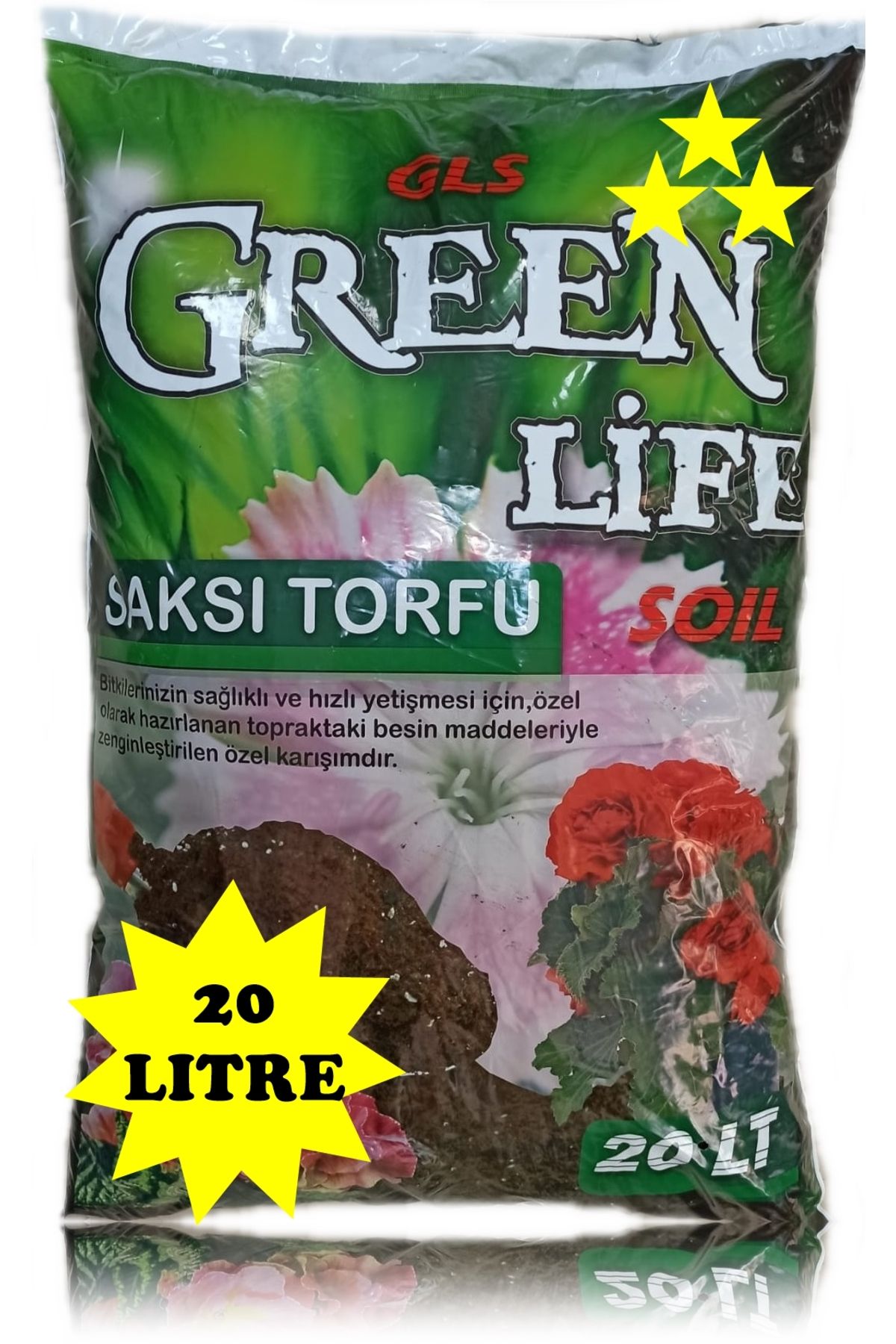 Green Life Green Life Humus Katkılı Harika Bitki Toprağı, Fideleme, Çiçek Toprağı Torf 20 Litre