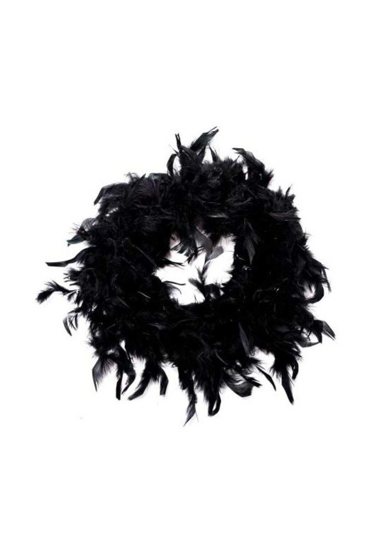 Hobigram Parti Malzemeleri 2 Metre Boa Kalın Otriş Kaz Tüyü Siyah ( En : 10 cm )