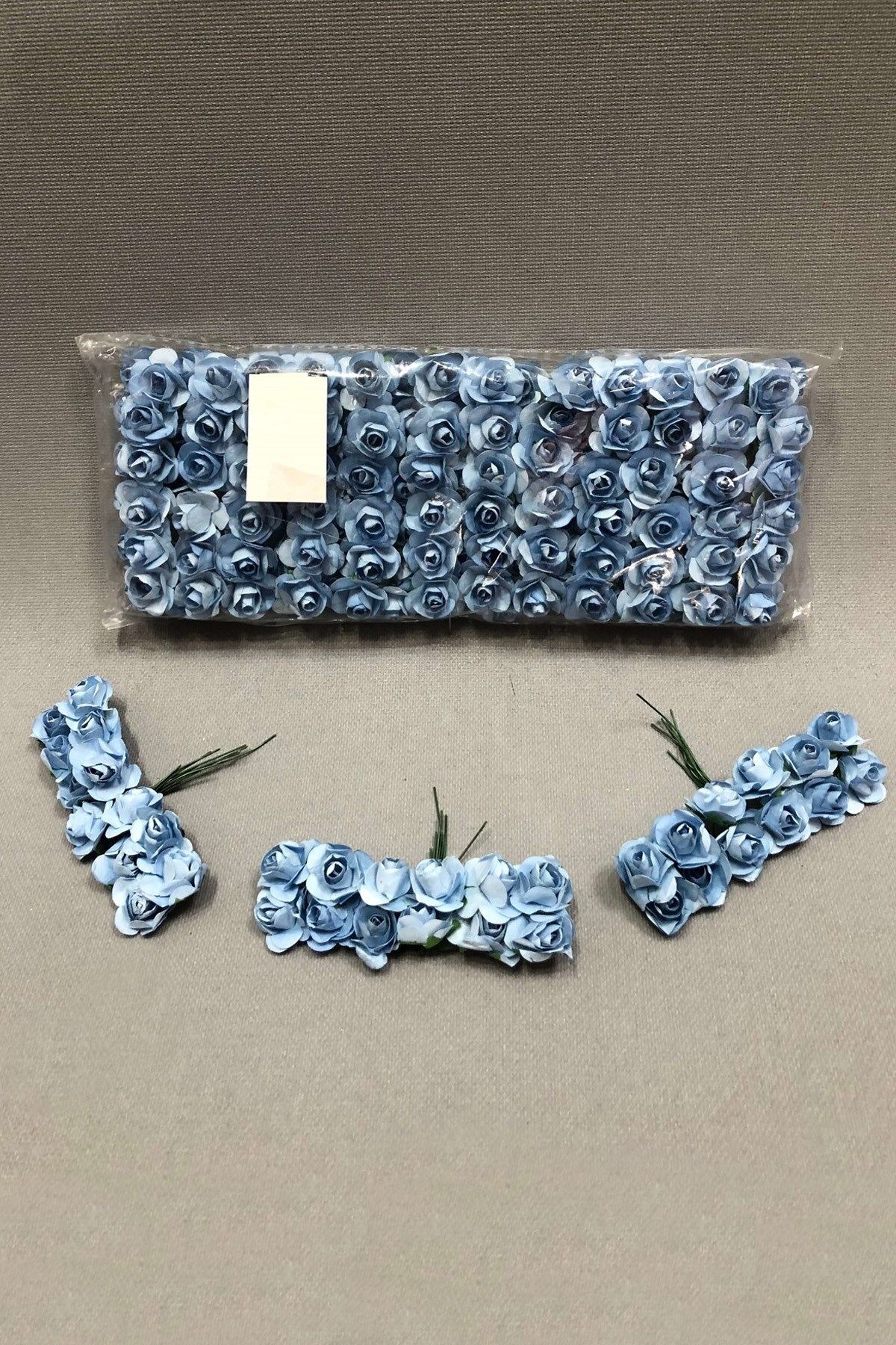 Hobigram Yapay Çiçek Bebe Mavi Kağıt Gül Çiçek 1 paket 144 lü