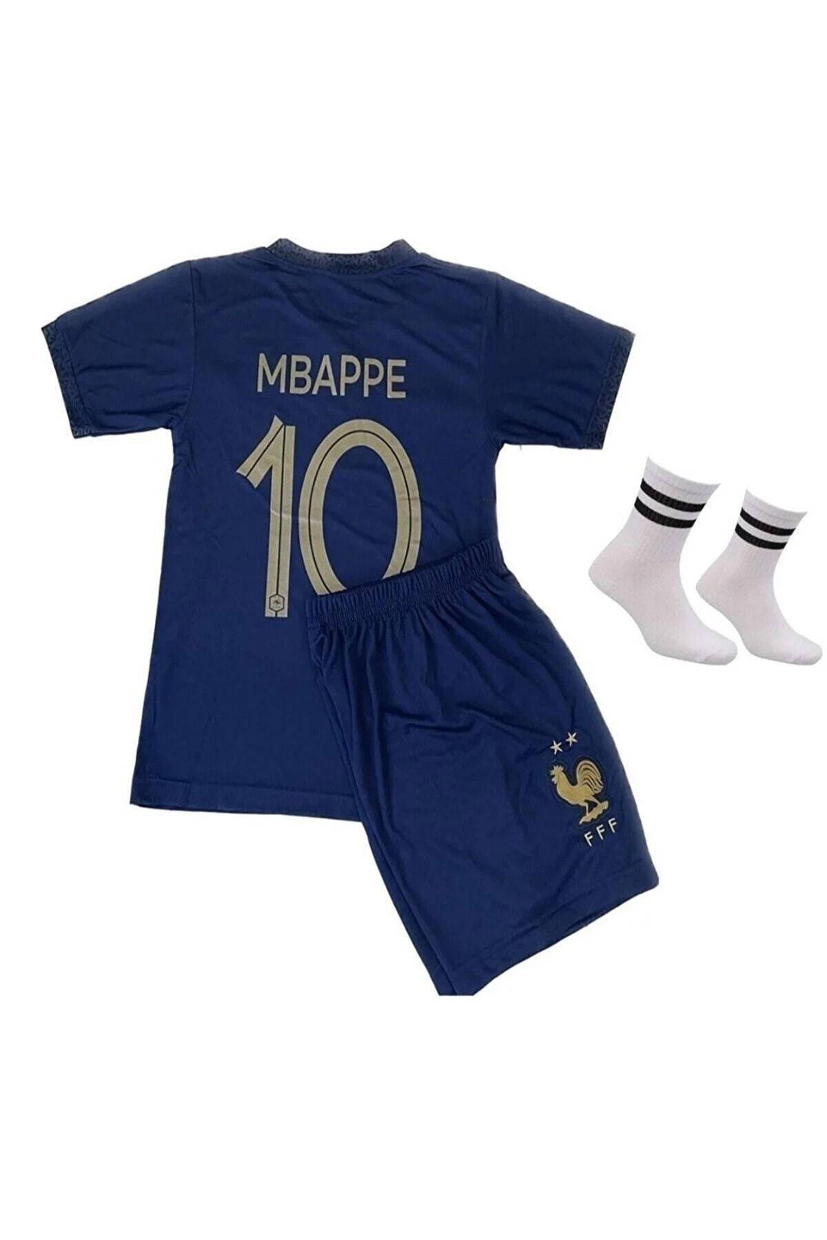 AJAX STAR Fransa 2022 Dünya Kupası Kylian Mbappe Çocuk Forması Şort Çorap 3'lü Set