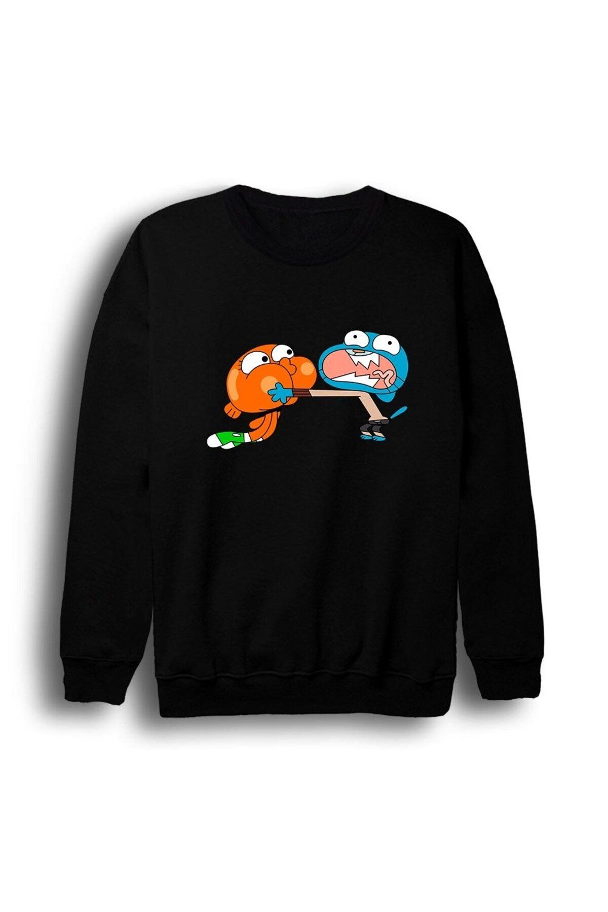 fame-stoned Darwin And Gumball Baskılı Bisiklet Yaka Sweatshirt