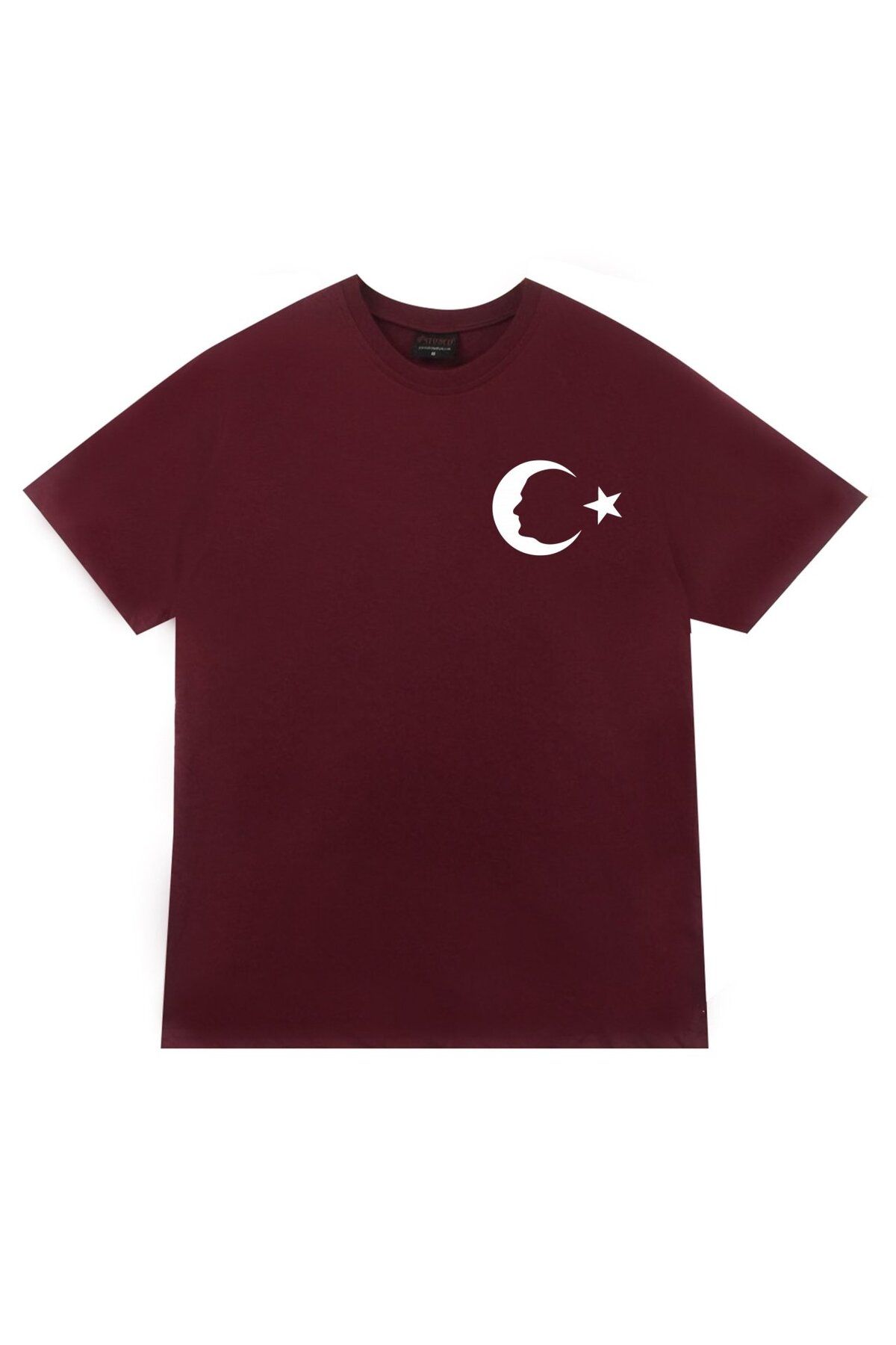 fame-stoned Unisex Bordo Gazi Mustafa Kemal Atatürk Baskılı T-Shirt