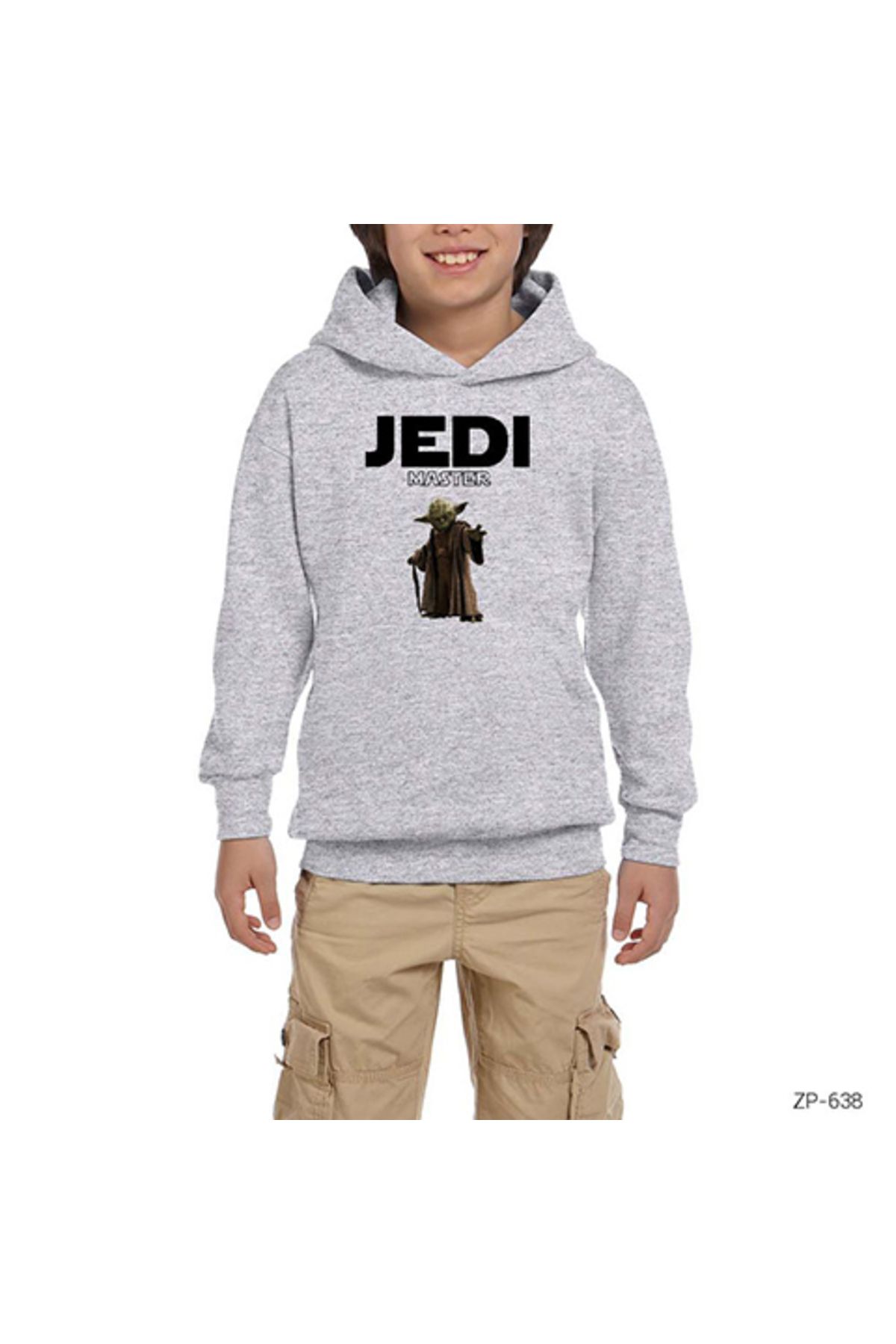 Anonim Moda Star Wars Yoda Jedi Master Gri Çocuk Kapşonlu Sweatshirt