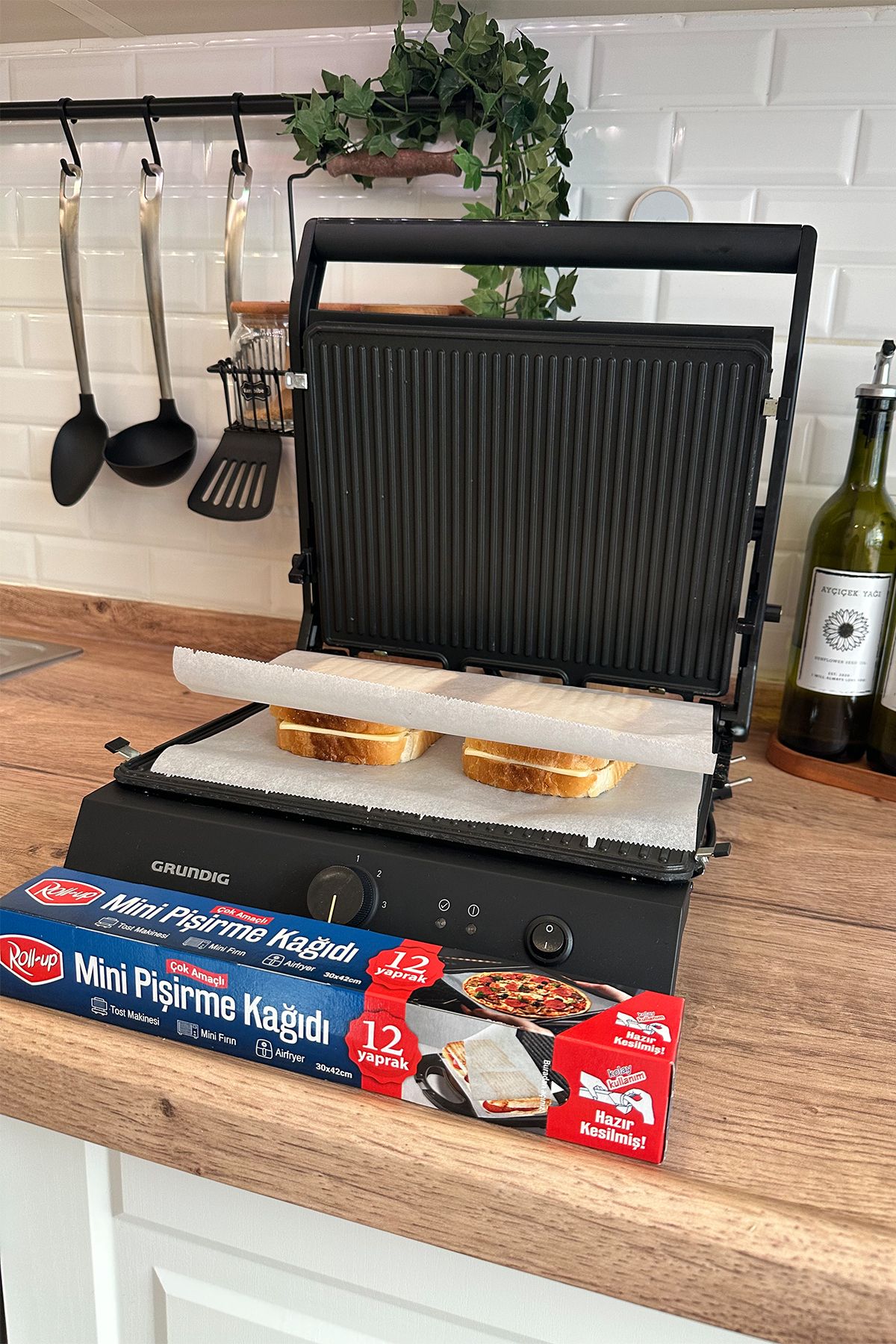 Roll Up Kesilmiş Mini Pişirme Kağıdı Airfryer - Tost Makinesi - Mini Fırın uyumlu 12 Yaprak x 6 Kutu