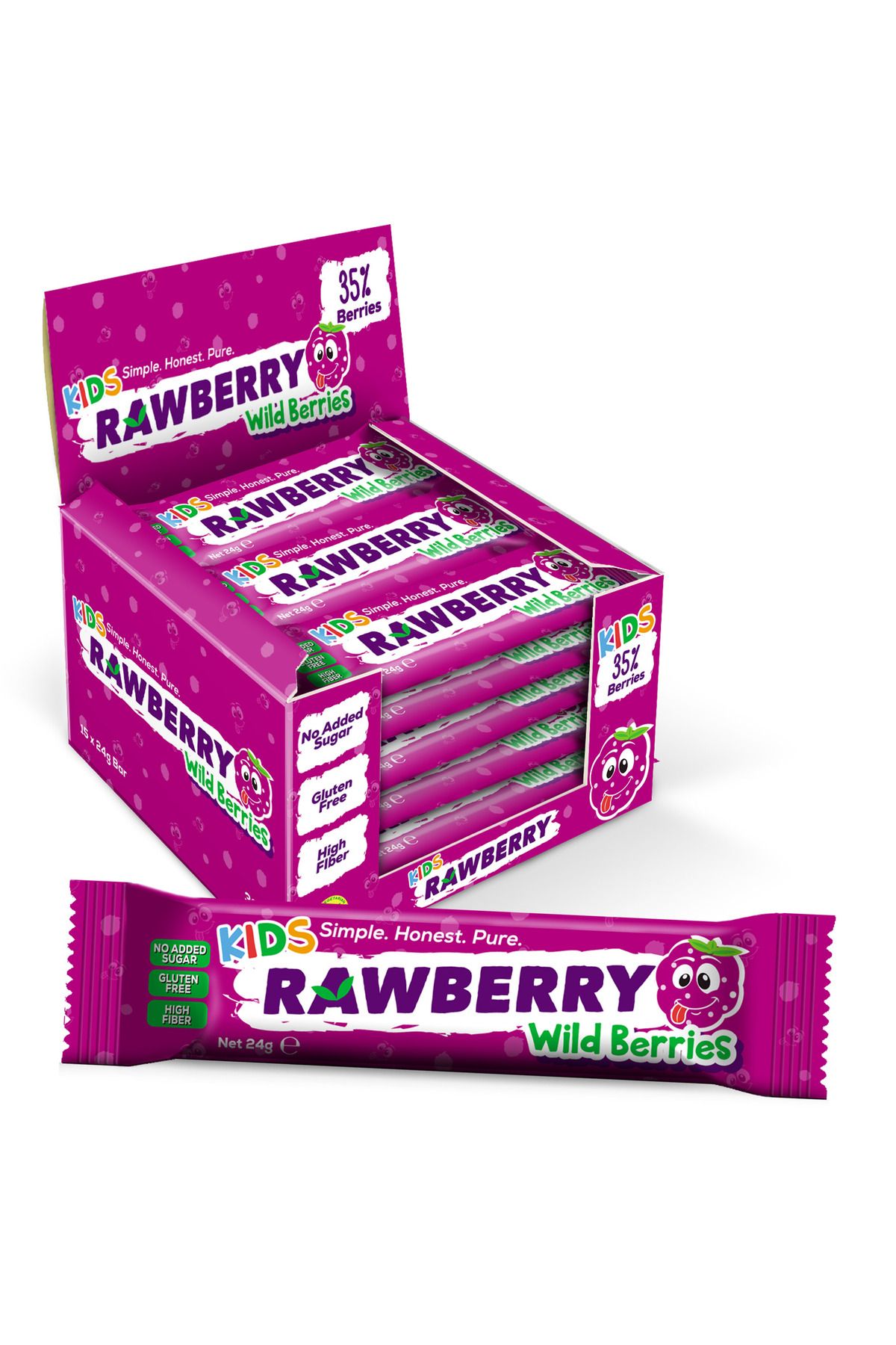 Rawberry Orman Meyveli Ilave Şekersiz Vegan Glutensiz Çocuk Barı Kutuda 15 Adet