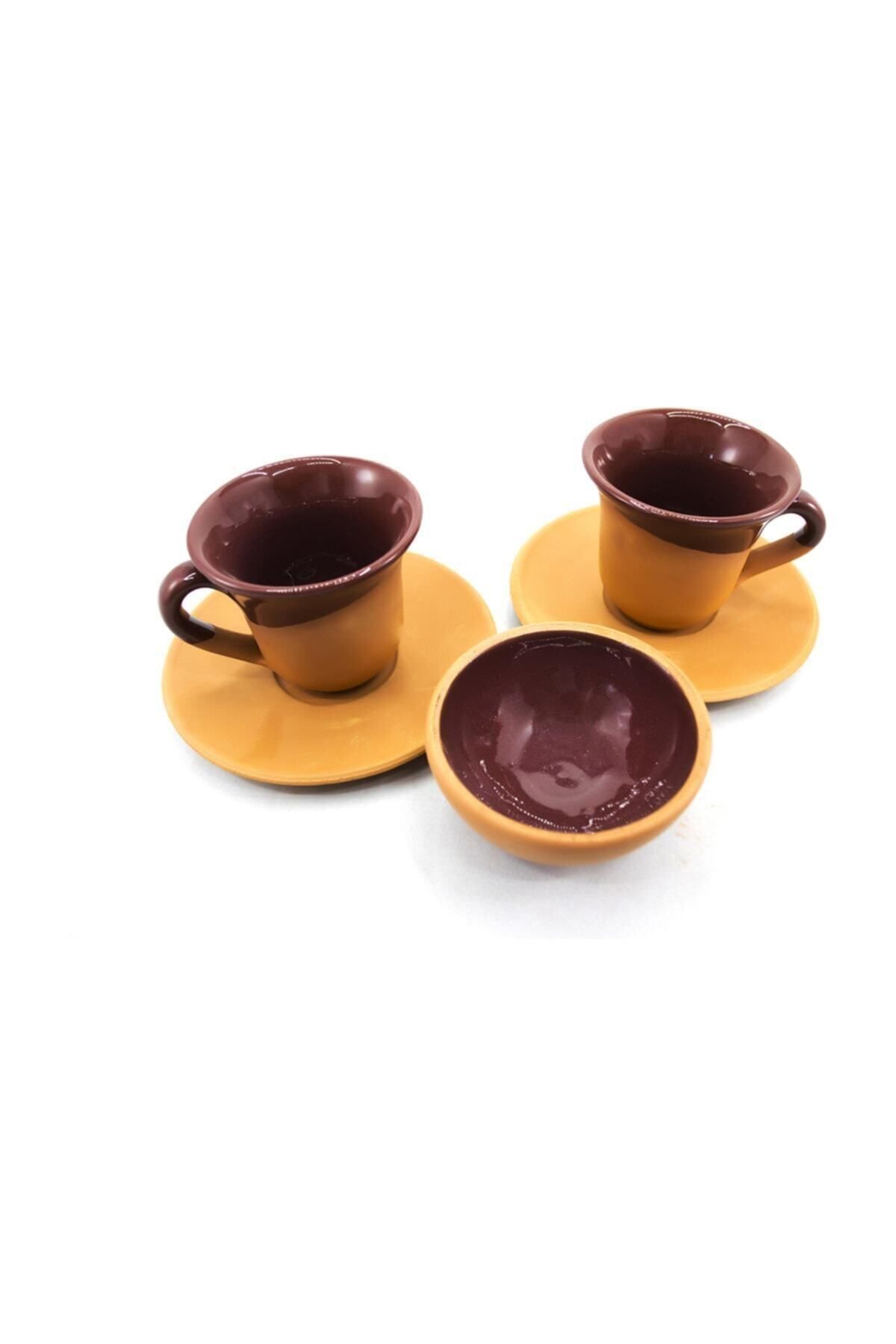 Avanos Toprak Kahve Fincanı - Kahverengi 3'lü Set