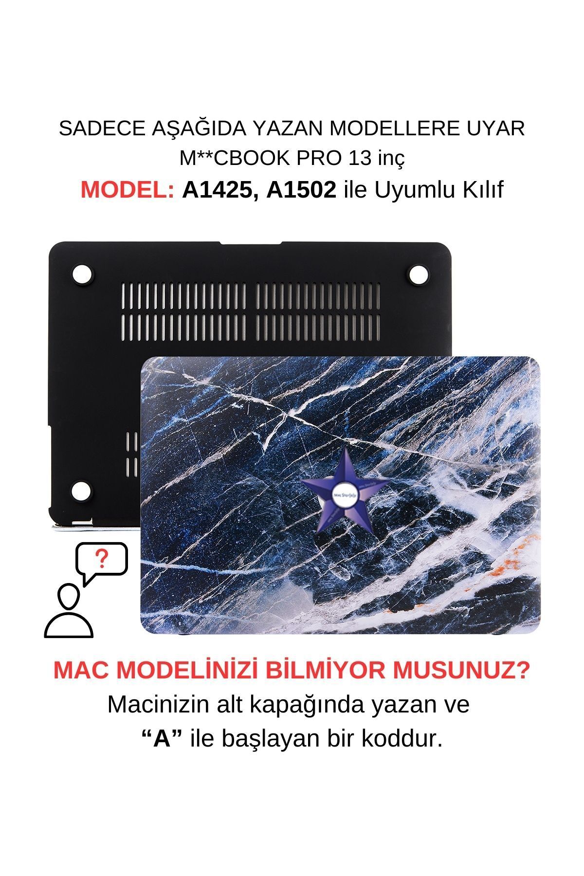 Mcstorey Macbook Pro Kılıf 13 Inç Mermer06 (ESKİ HDMI'LI MODEL 2012-2015) A1425 A1502 Ile Uyumlu