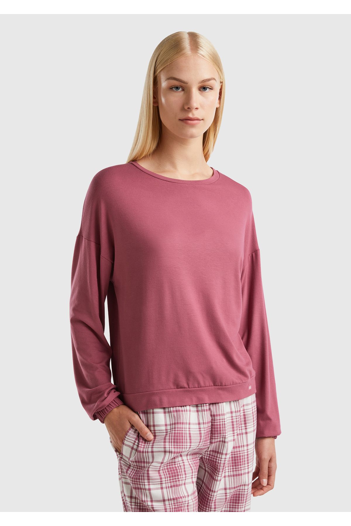 United Colors of Benetton Kadın Bordo Etiket Detaylı Sweatshirt
