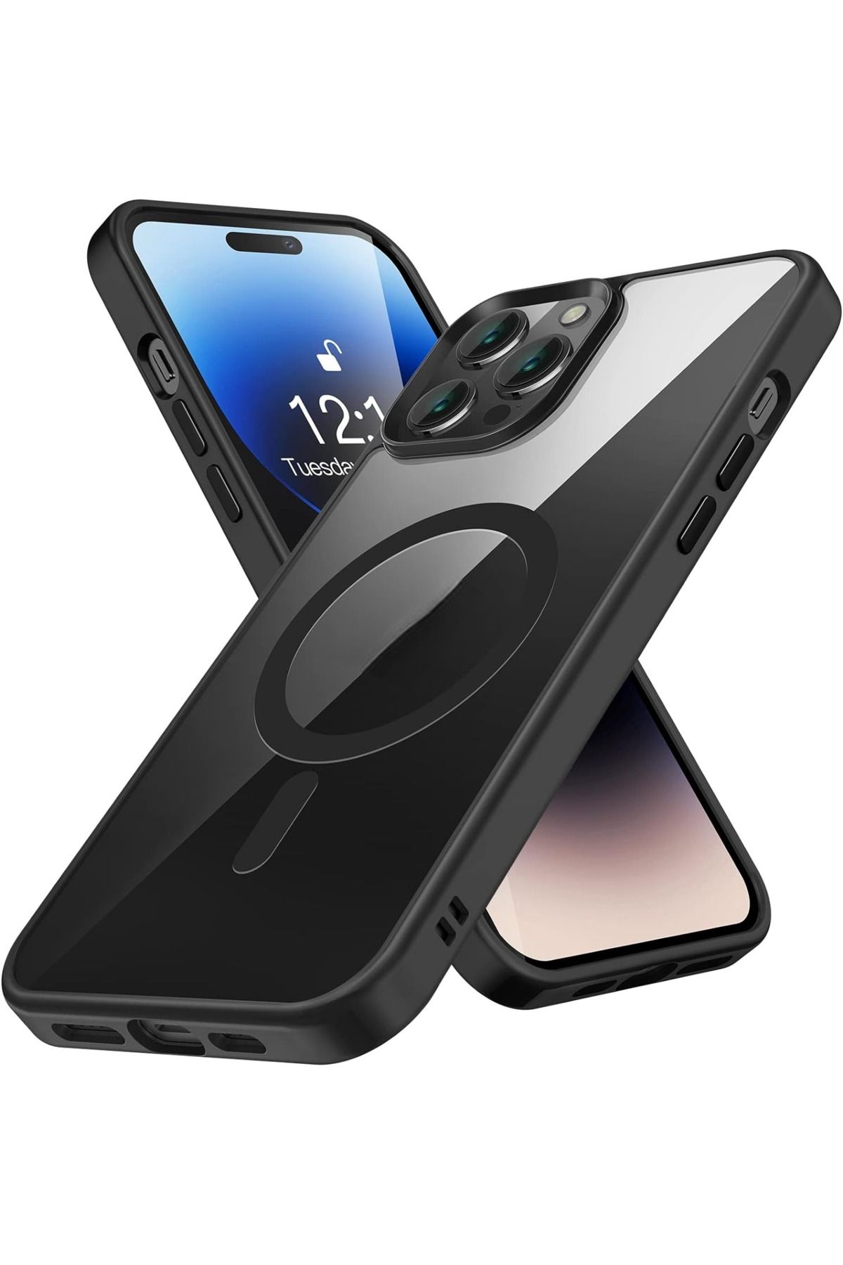 Fibaks Apple Iphone 15 Pro Kılıf Kamera Çıkıntılı Magsafe Şarj Destekli Kenarı Renkli Hassas Butonlu Kapak