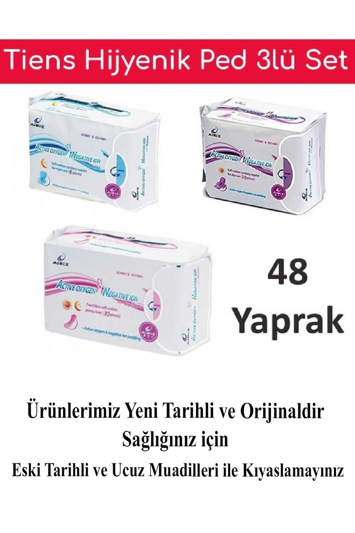 NKTCOLLECTİON Kadın Tiens Airiz 3lü Set Gündüz Hijyenik Ped 10'lu Günlük Hijyenik Ped 30'lu Gece Hijyenik Ped 8'li