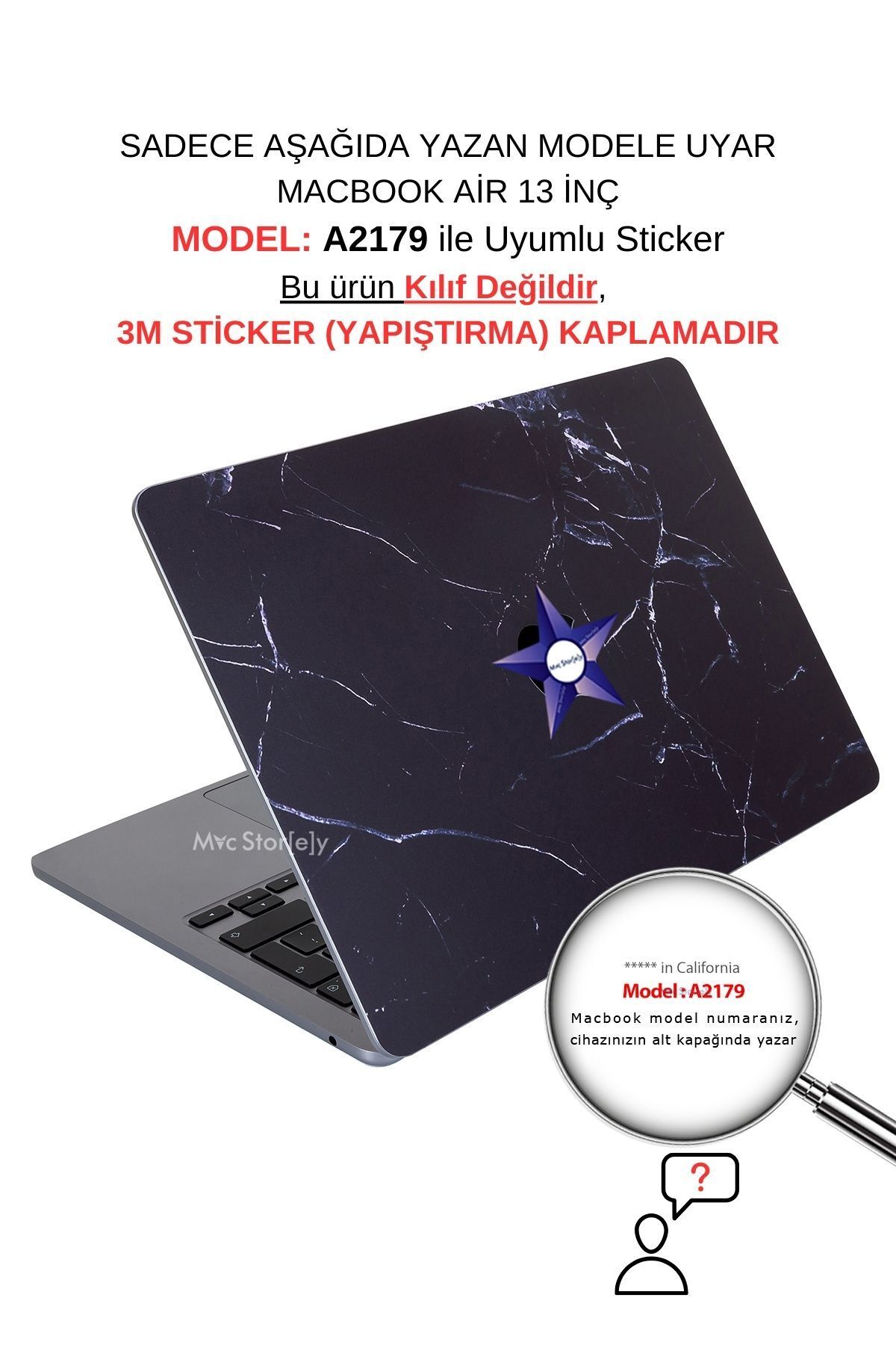 Mcstorey Macbook Air Kılıf 13inç Yapıştırma Sticker A2179 Ile Uyumlu Koruyucu Kaplama Laptop Marble14