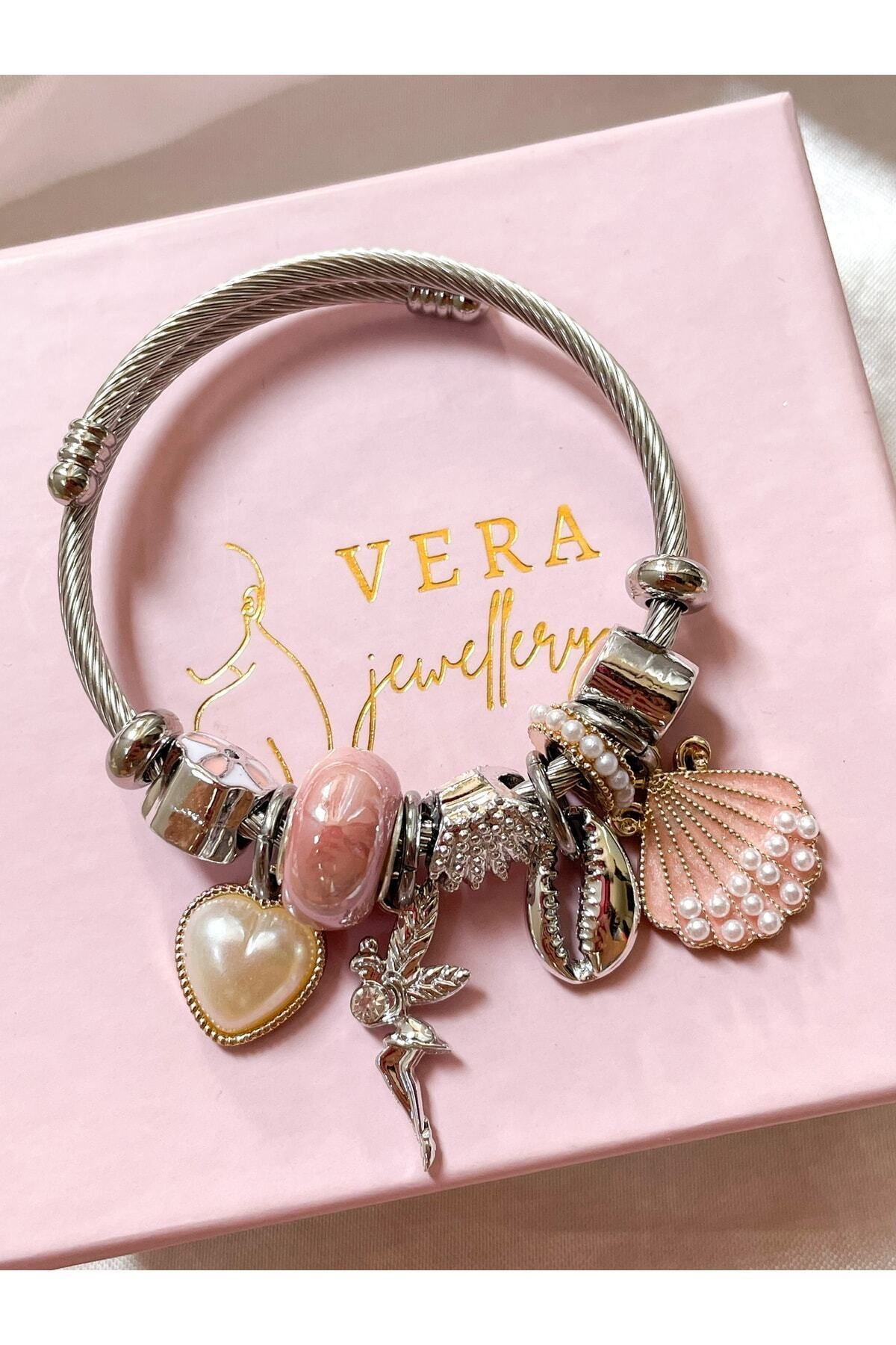 Snartun Vera Jewellery Çelik Pudra Deniz Kabuğu Charmlı
