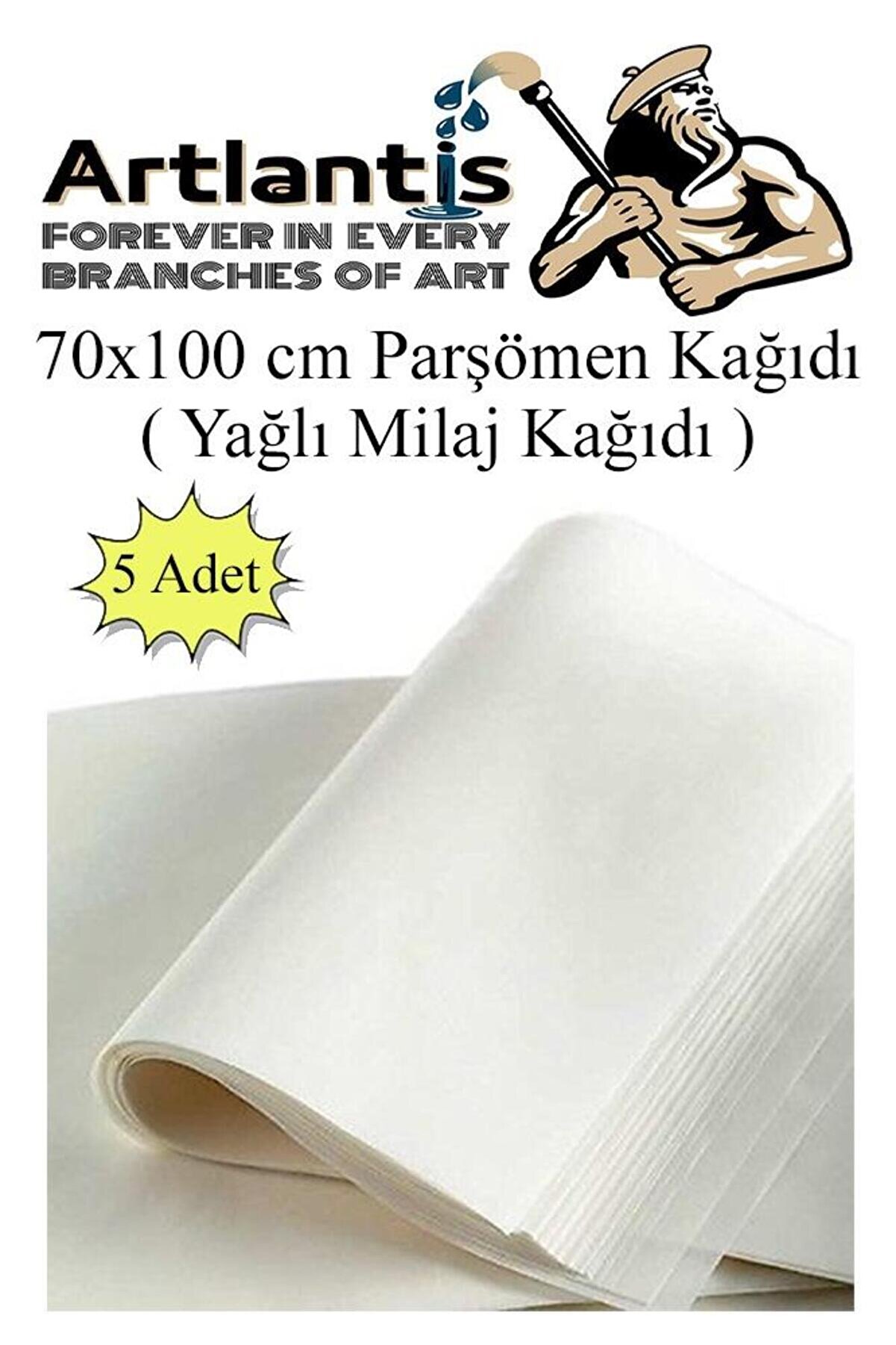 Artlantis Parşömen Kağıdı Milaj Kağıdı 70x100 cm 5 Adet Yağlı Çizim Kağıdı Parşumen İnce Kopya Kağıdı