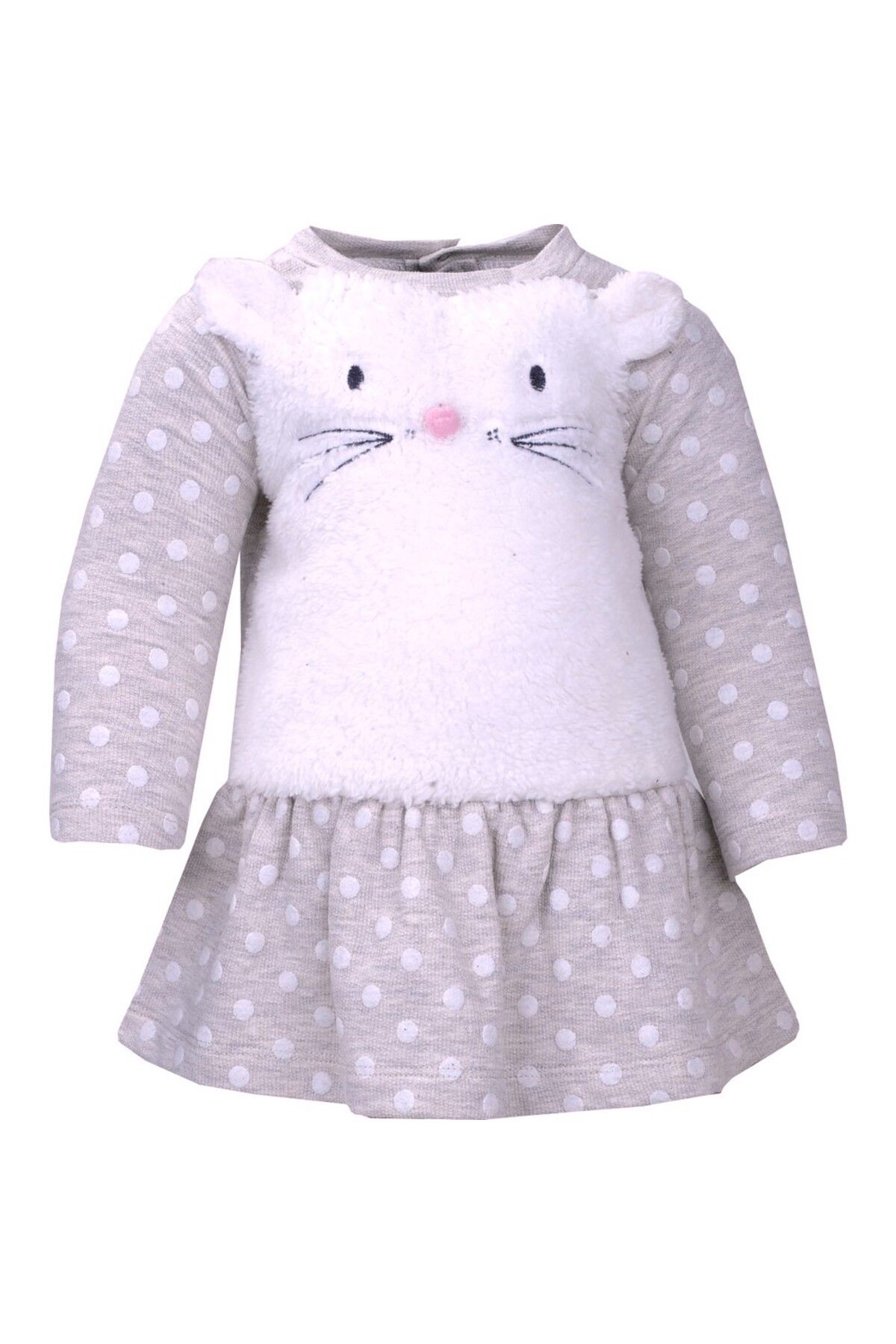 Zeyland Kız Bebek Küçük Kız Çocuk % 100 Pmauk Cotton Ekru Renk Puantiyeli Elbise