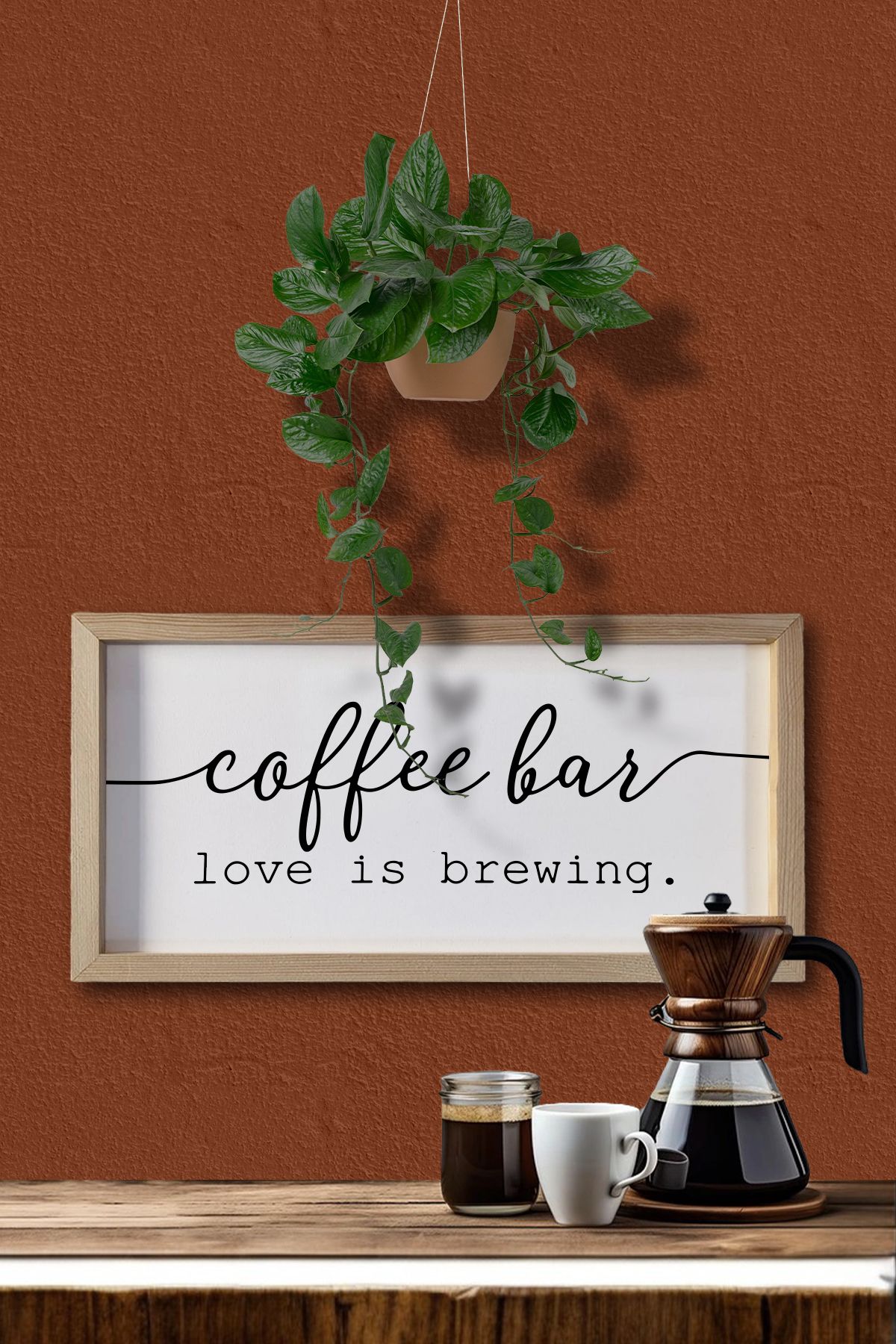 Tooall Kahve Köşesi Coffee Bar Love Is Brewing Ahşap Çerçeve