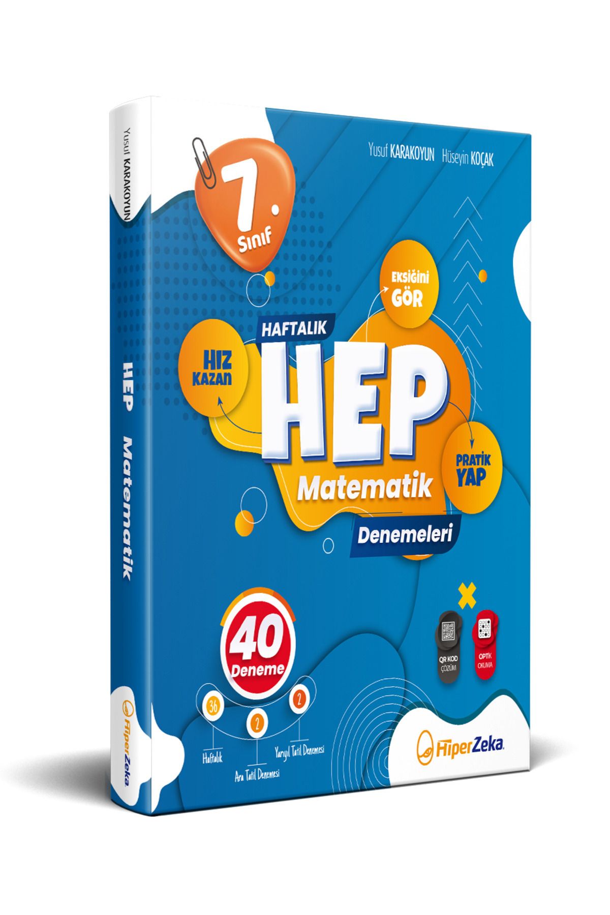 Hiper Zeka Yayınları 7. Sınıf Haftalık HEP Matematik 40 Deneme | Yusuf KARAKOYUN, Hüseyin KOÇAK