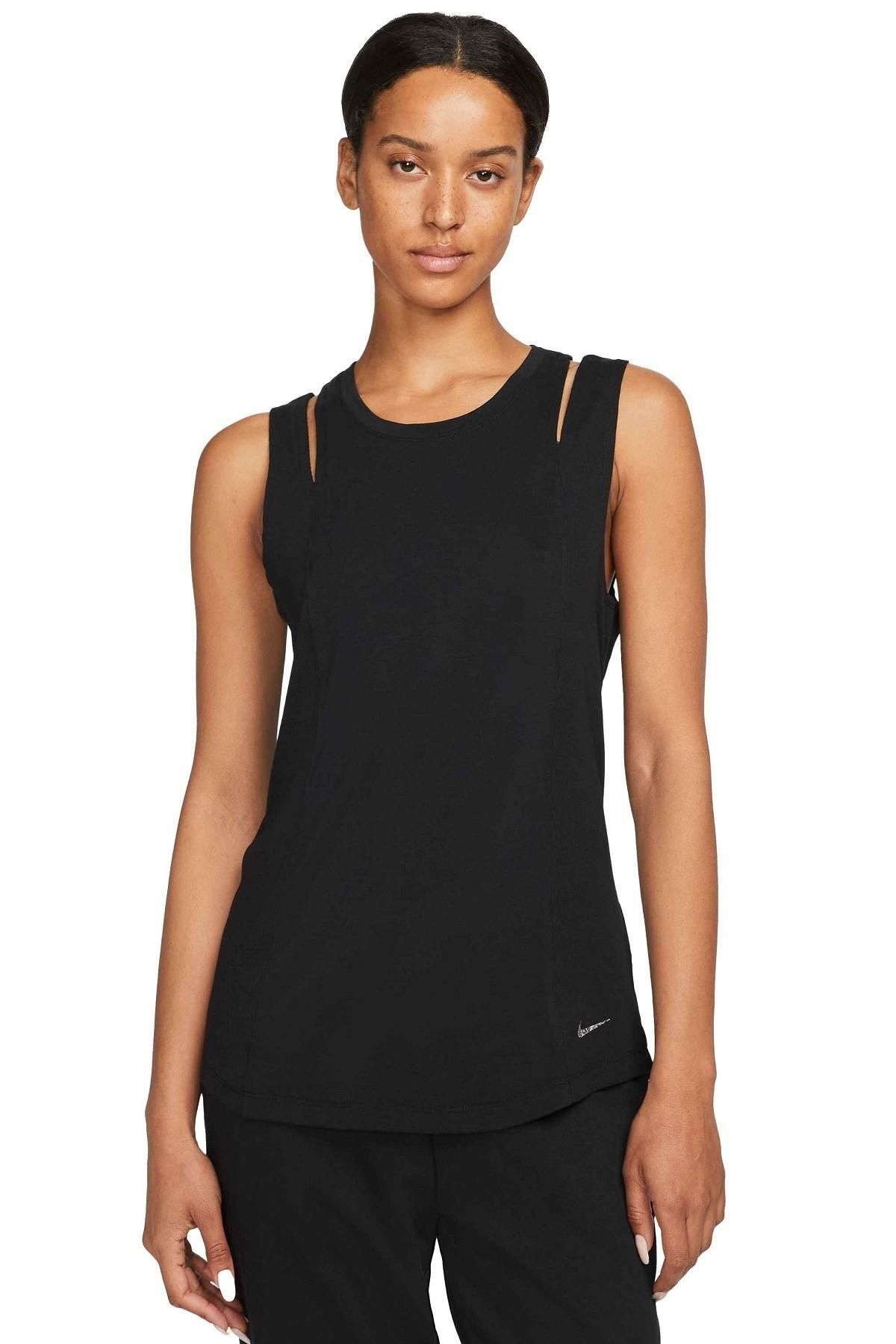Nike Sportswear Dri Fit Yoga Black Tank Top Siyah Spor Atlet