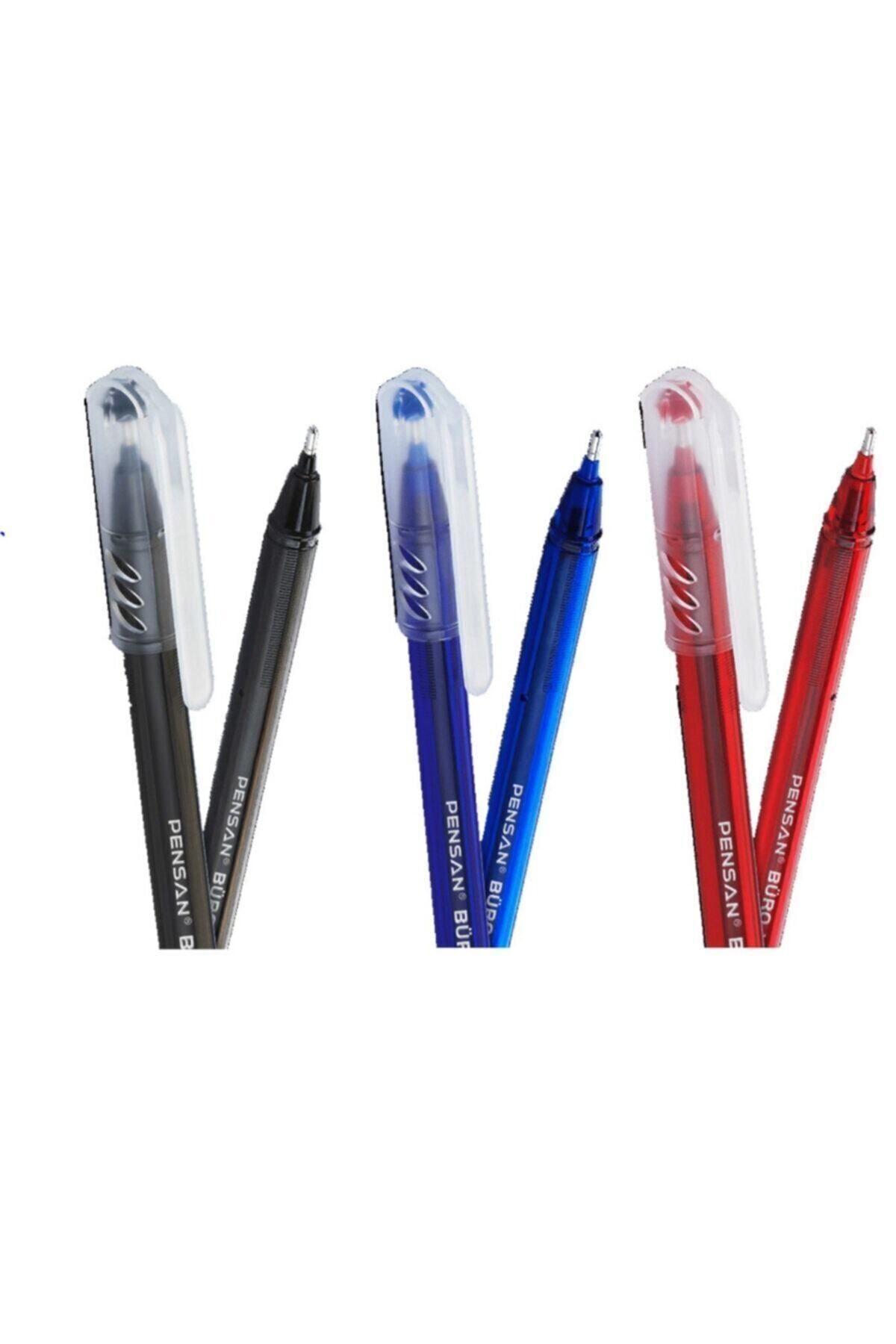 Pensan Büro 1.0 Mm Tükenmez Kalem 3'lü Set(1 Mavi, 1 Kırmızı, 1 Siyah)